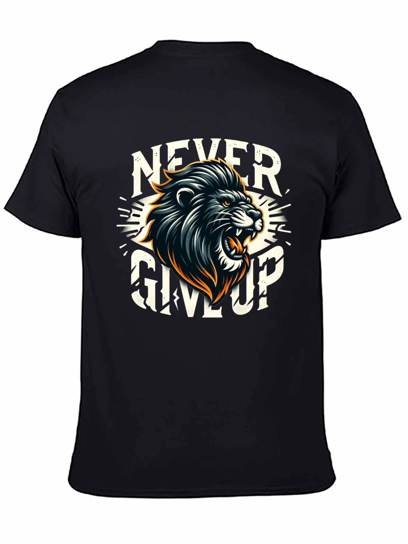 Never Give Up Lion Graphic T-Shirt