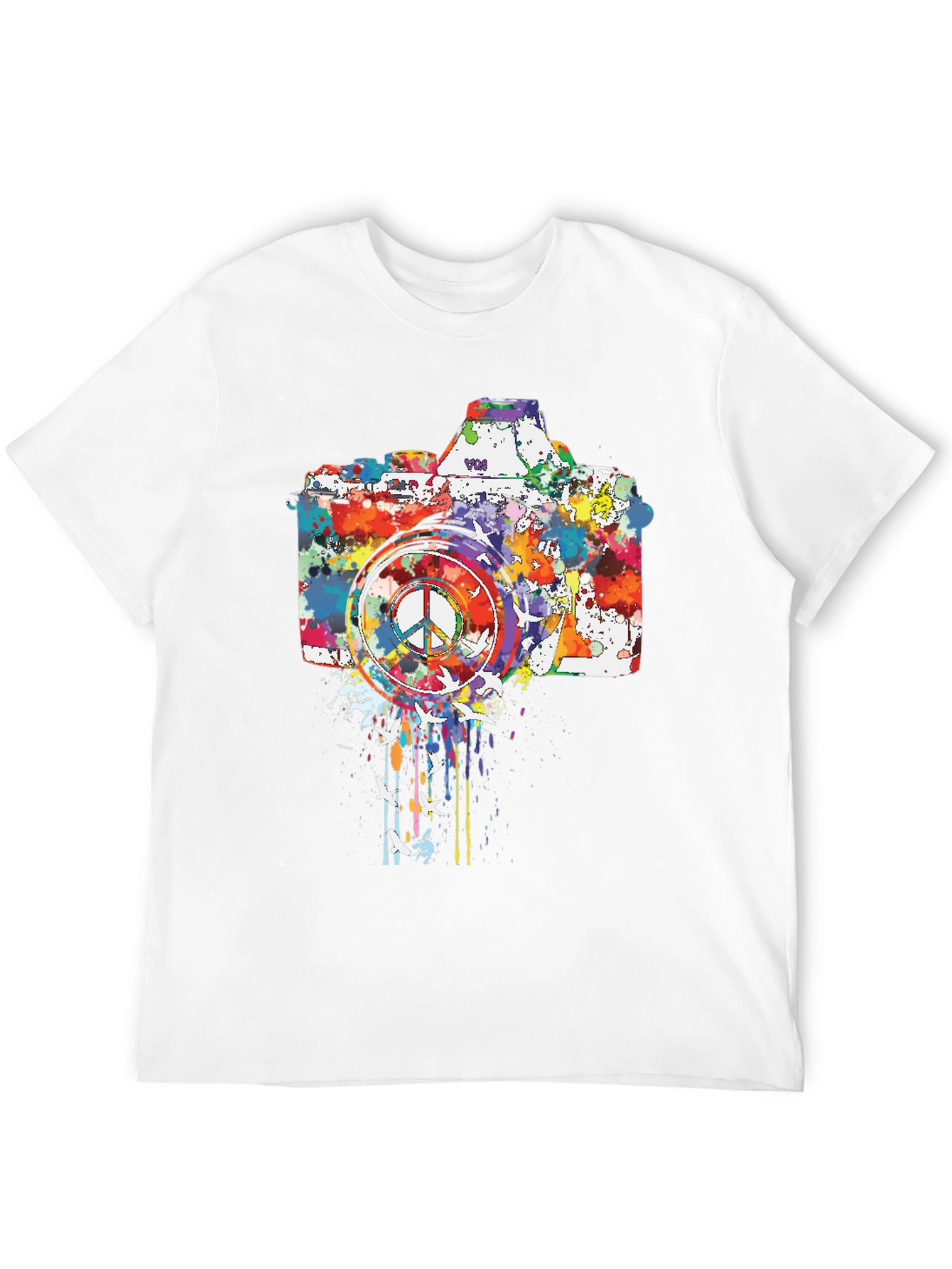 Peace Camera Graphic Tee - Artsy Design