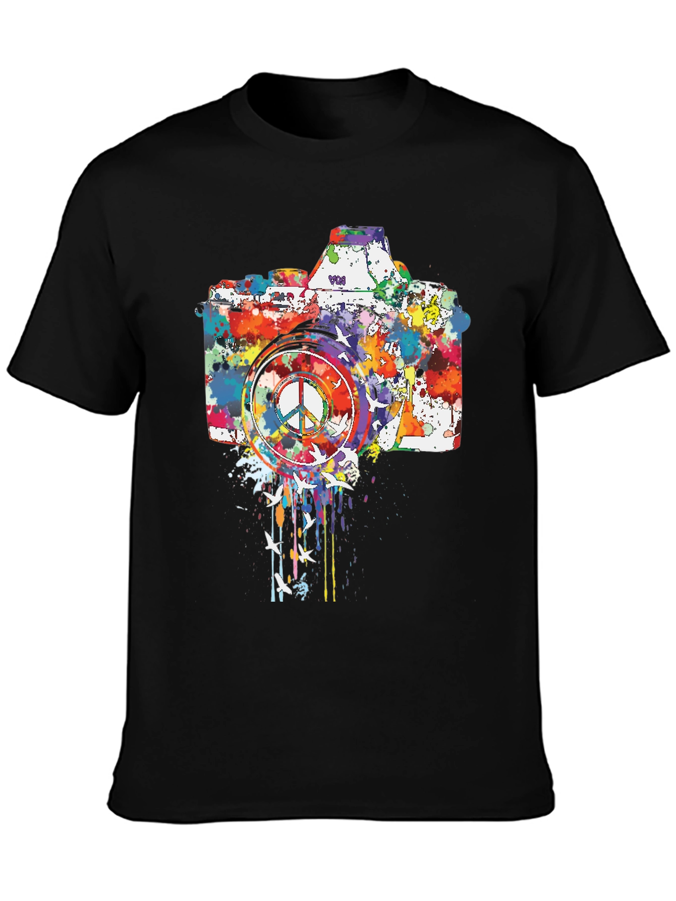 Peace Camera Graphic Tee - Artsy Design