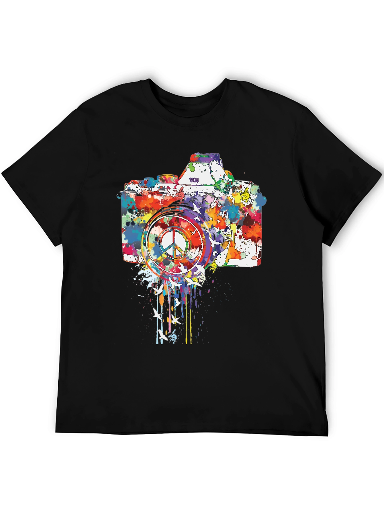 Peace Camera Graphic Tee - Artsy Design