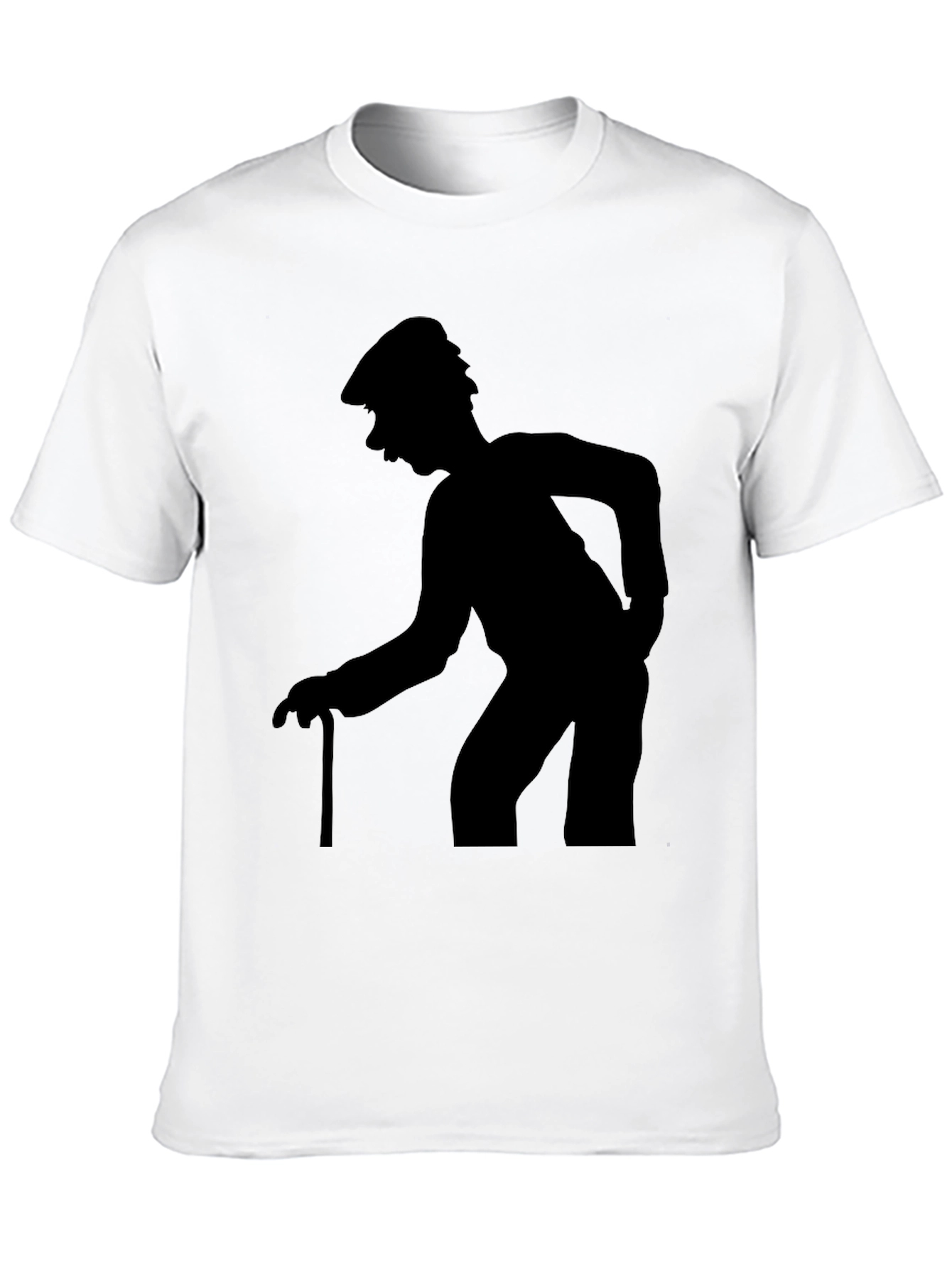 Silhouette Old Man Walking Stick T-Shirt