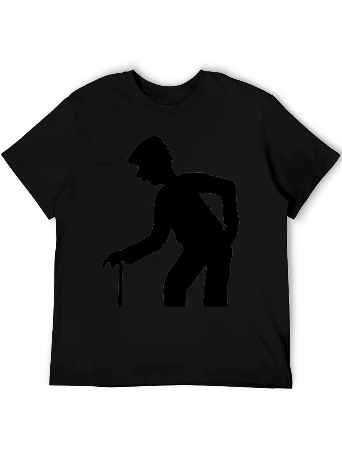 Silhouette Old Man Walking Stick T-Shirt