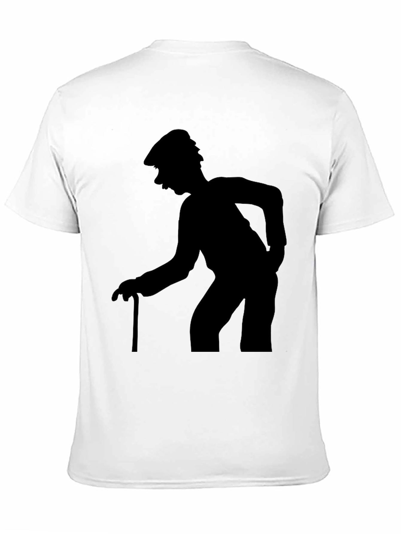 Silhouette Old Man Walking Stick T-Shirt