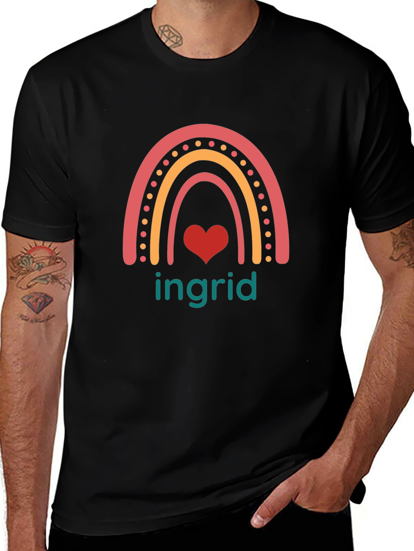 Rainbow Ingrid Heart Tee - Cute Graphic T-Shirt