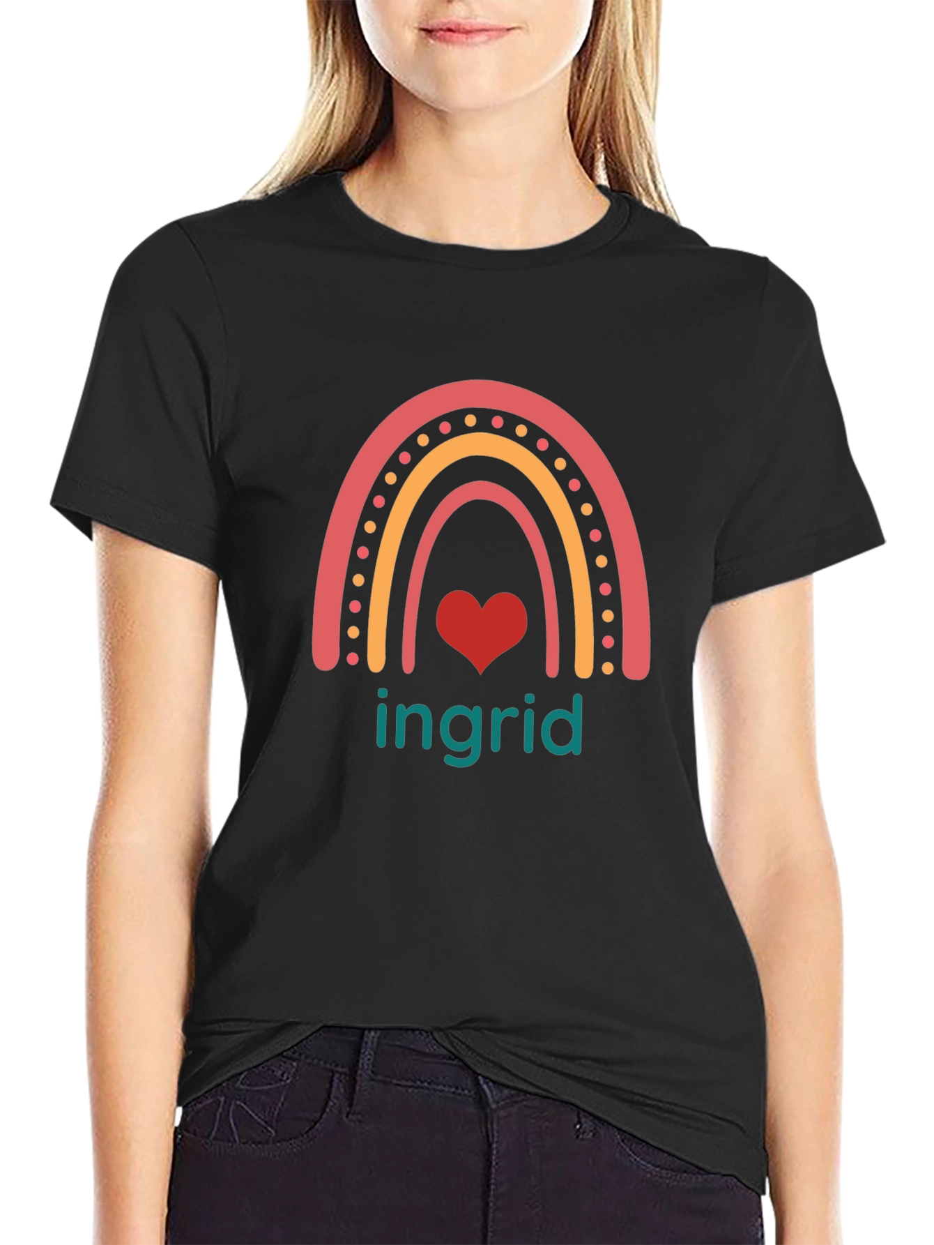 Rainbow Ingrid Heart Tee - Cute Graphic T-Shirt