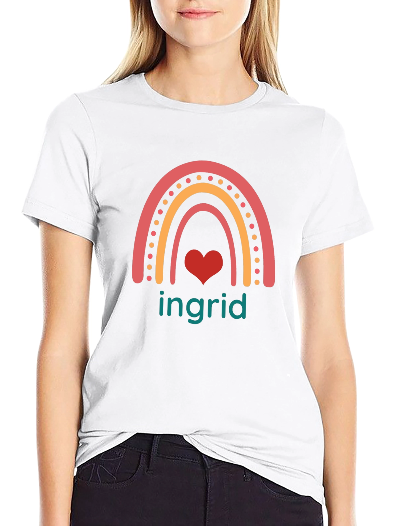 Rainbow Ingrid Heart Tee - Cute Graphic T-Shirt