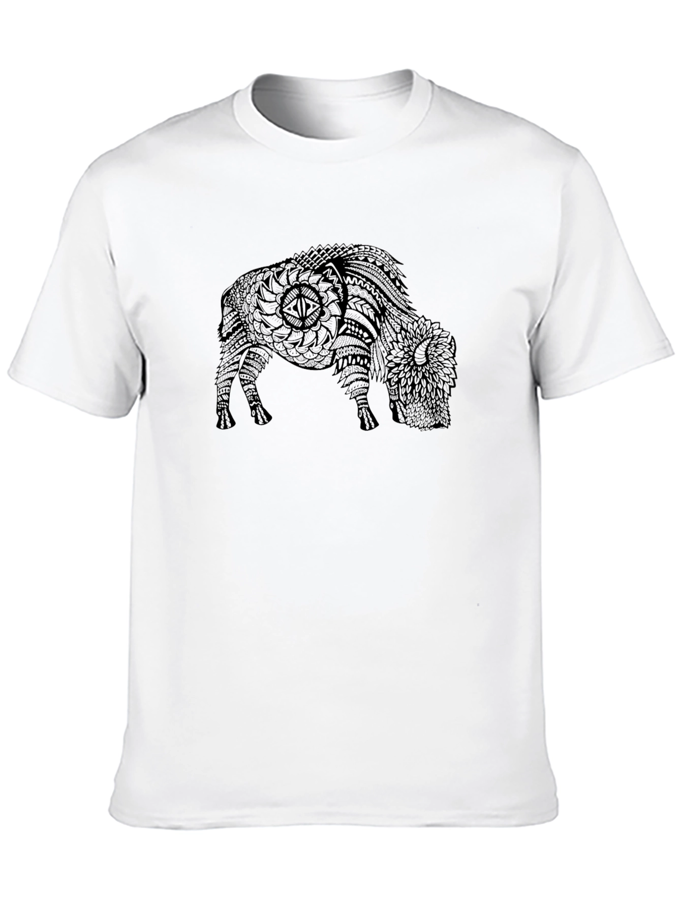 Black T-Shirt with Bison Graphic Print
