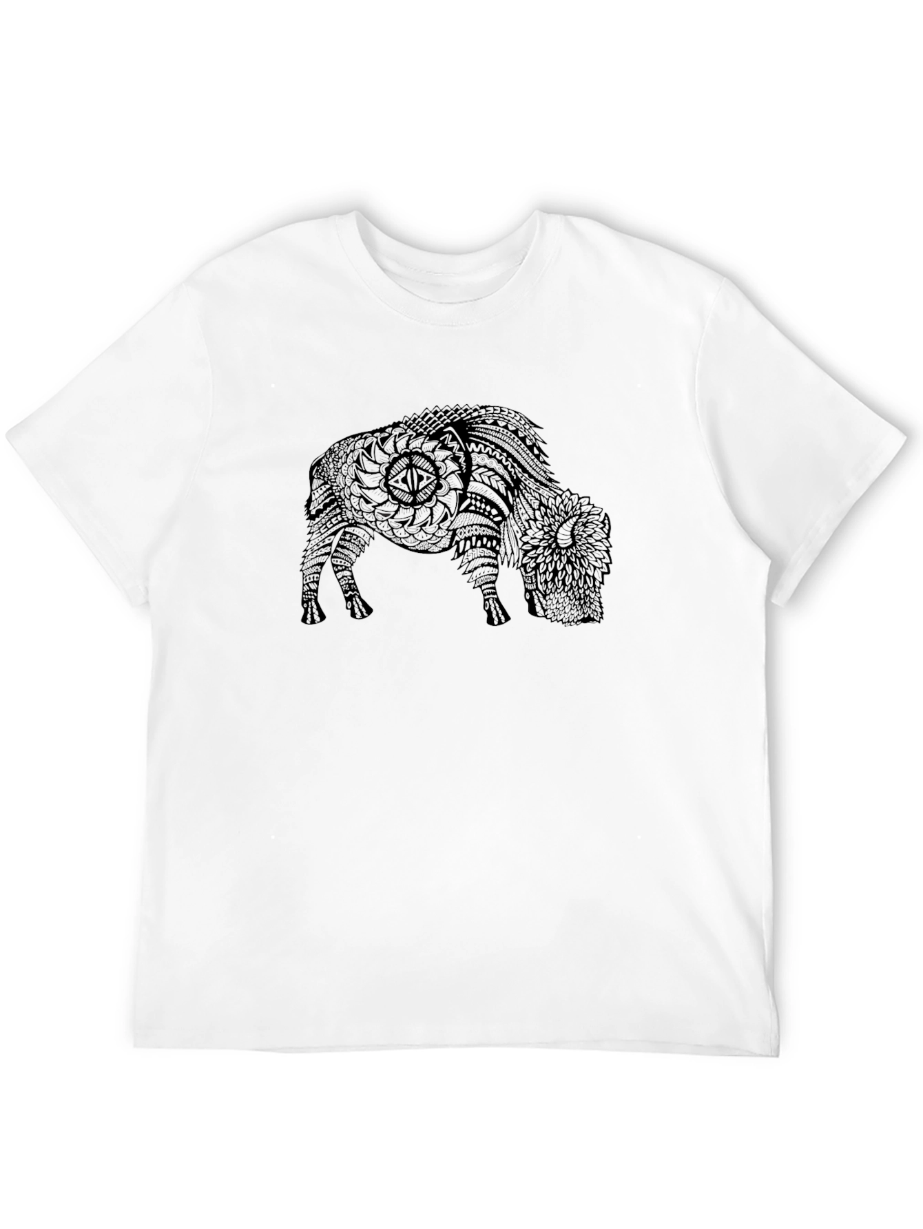 Black T-Shirt with Bison Graphic Print