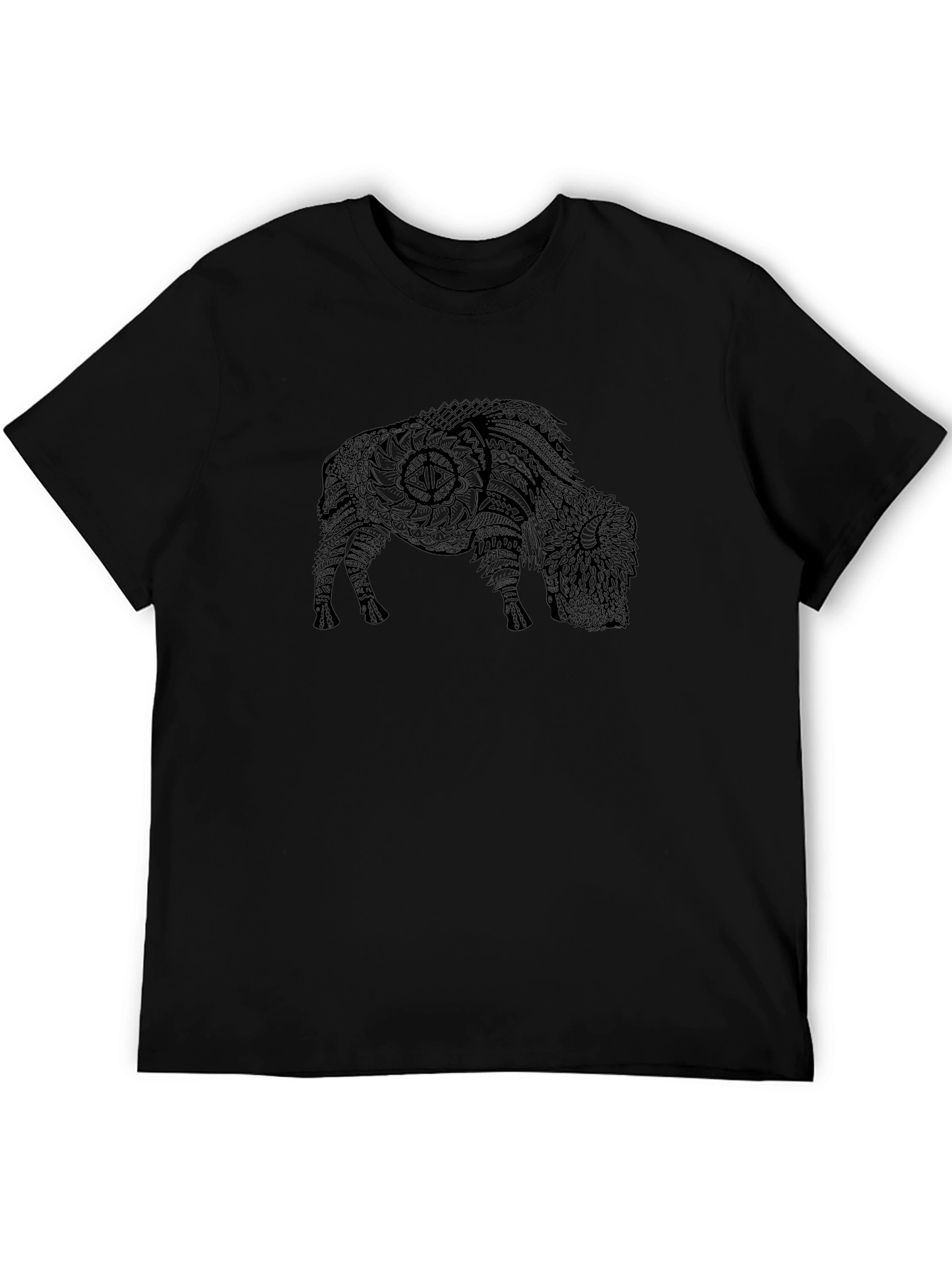 Black T-Shirt with Bison Graphic Print