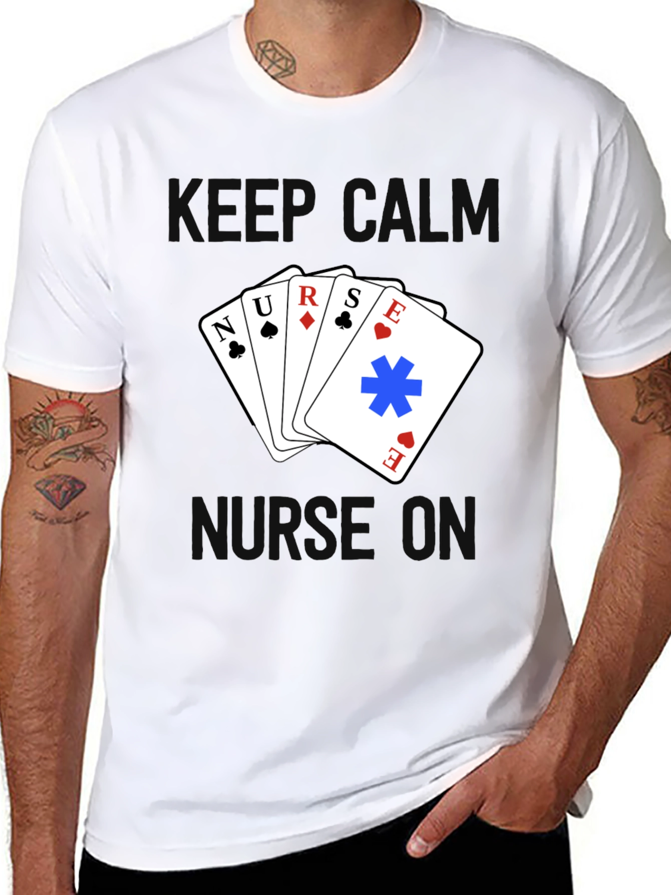 Keep Calm Nurse On T-Shirt - Black