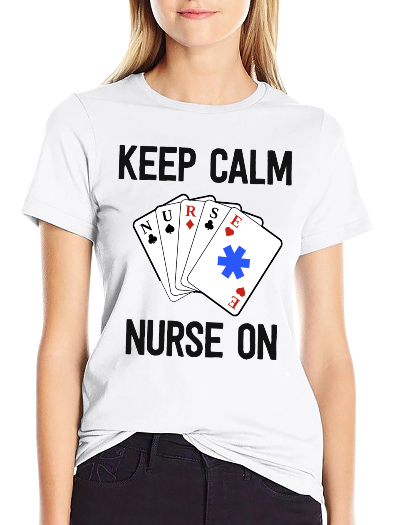 Keep Calm Nurse On T-Shirt - Black