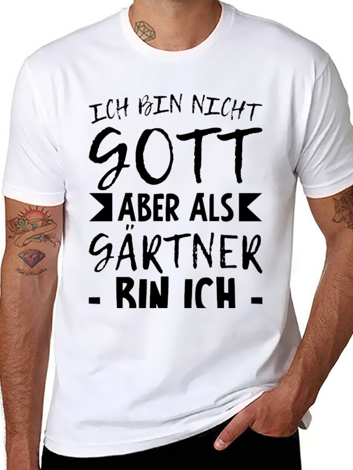 Ich Bin Nicht Gott Funny Gardener T-Shirt