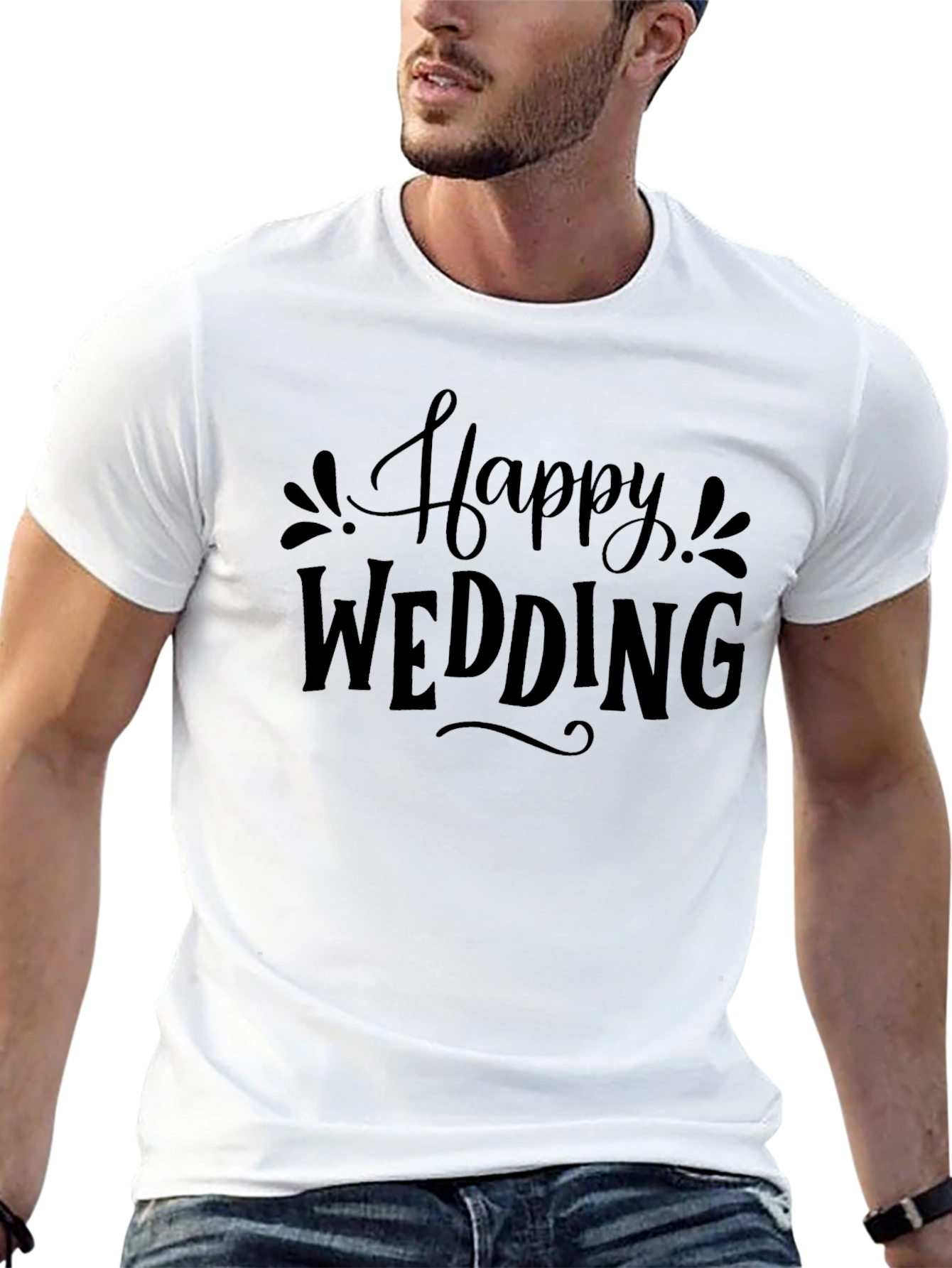 Happy Wedding T-Shirt - Elegant Celebration Design