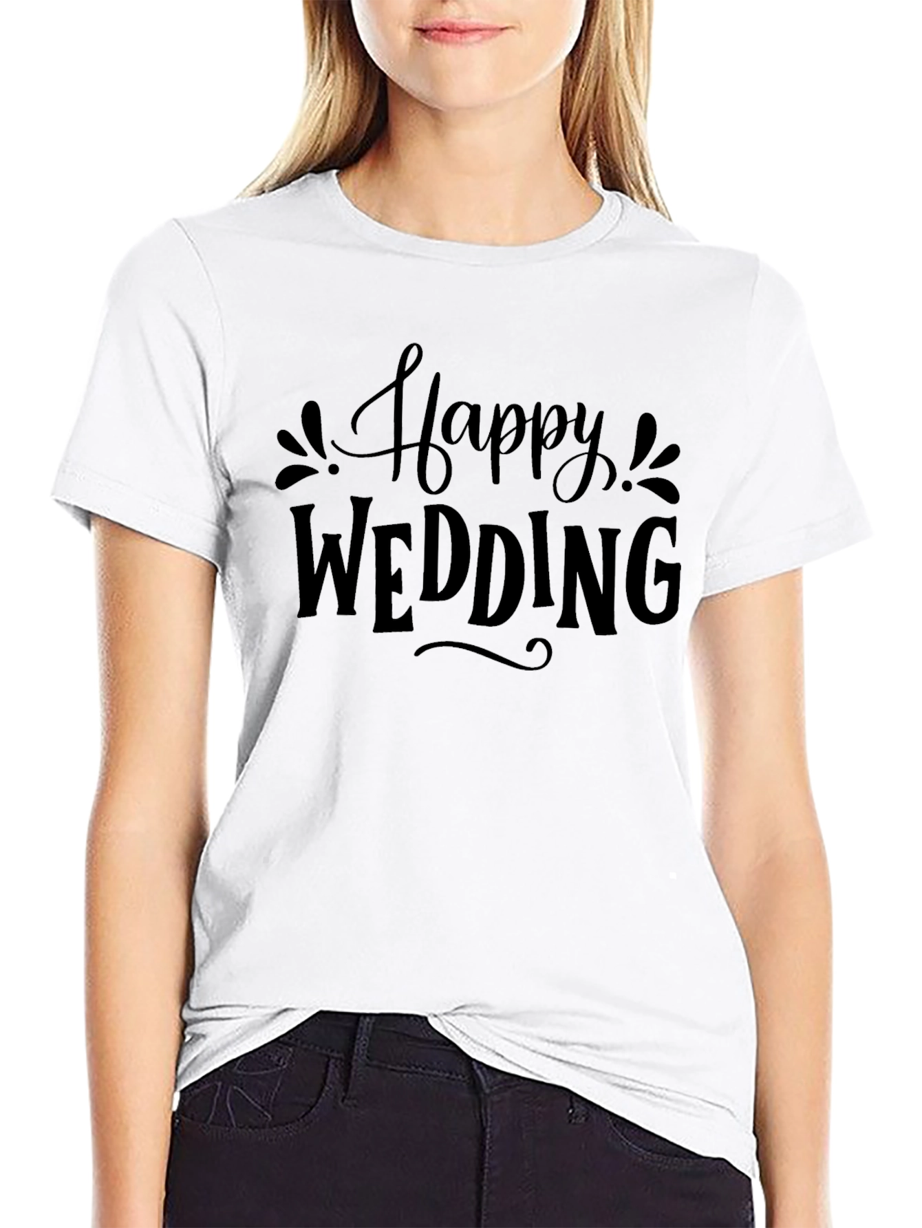 Happy Wedding T-Shirt - Elegant Celebration Design