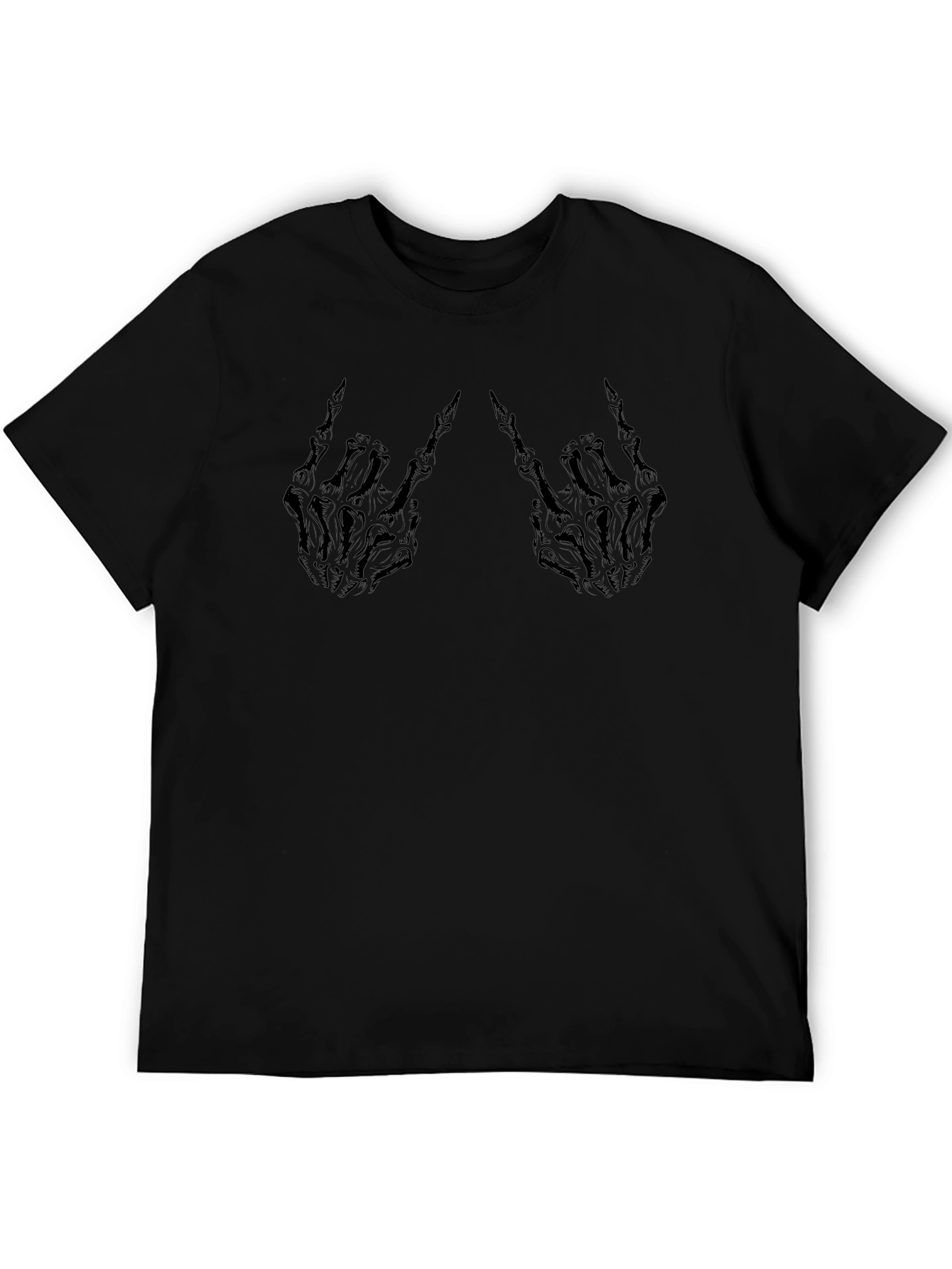 Skeleton Hand Rock On Black T-Shirt