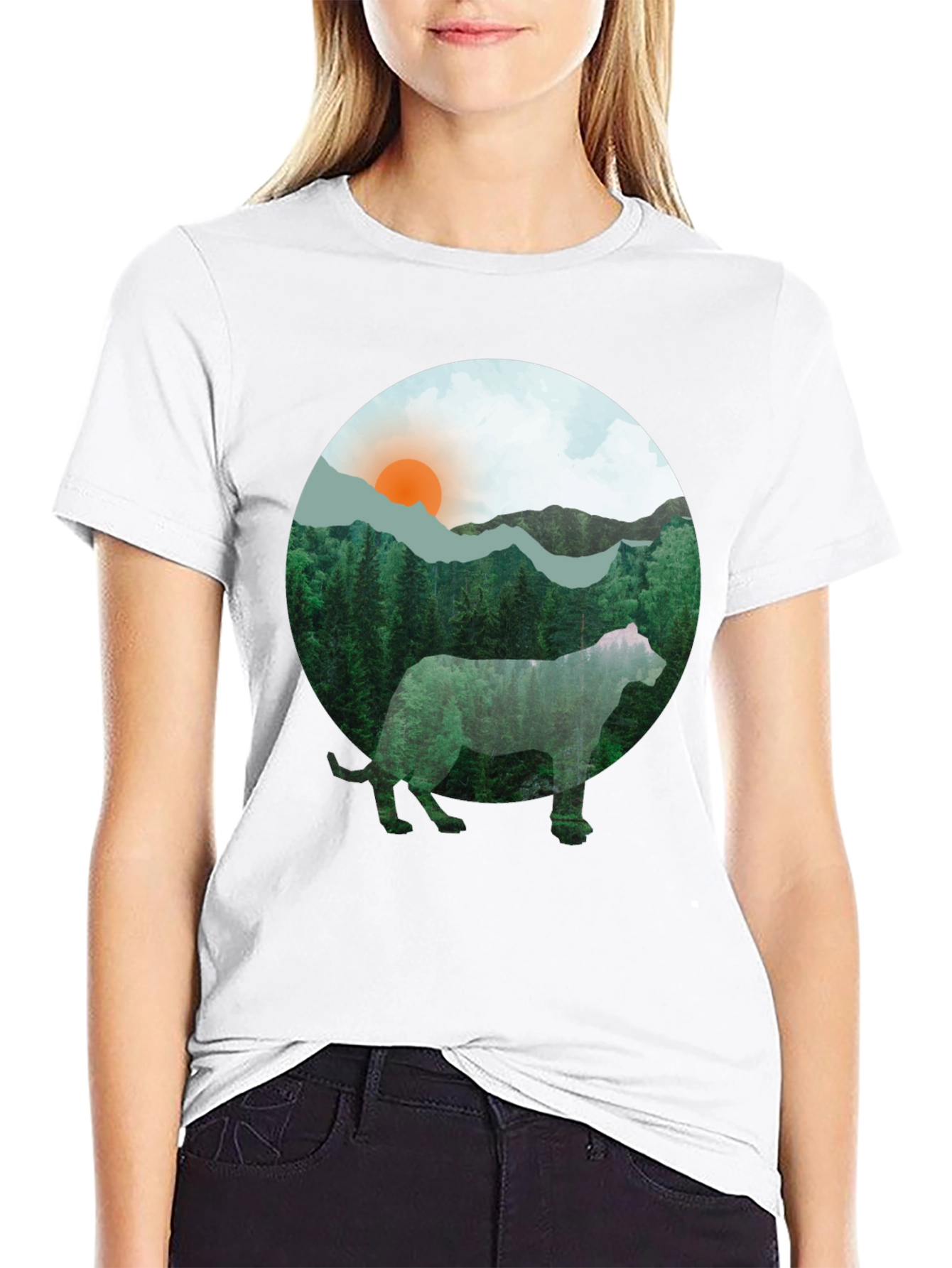 Nature Cat Graphic Tee - Black