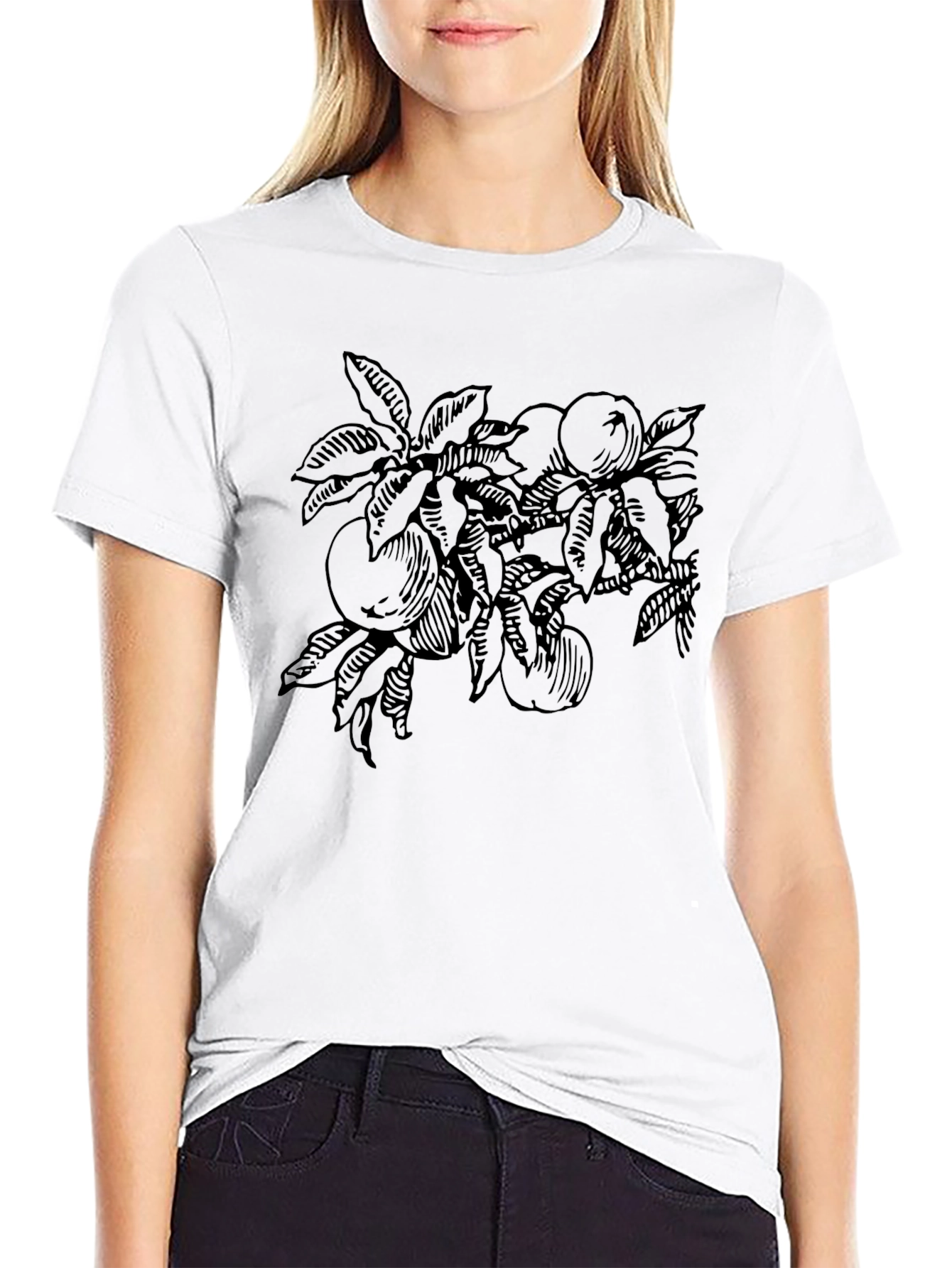 Fruit Tree Graphic Tee - Stylish Black T-Shirt