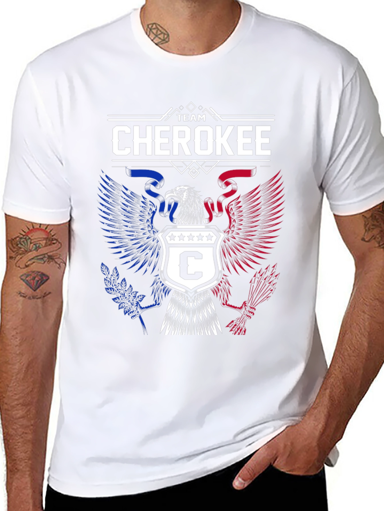 Team Cherokee T-Shirt Eagle Patriotic Design