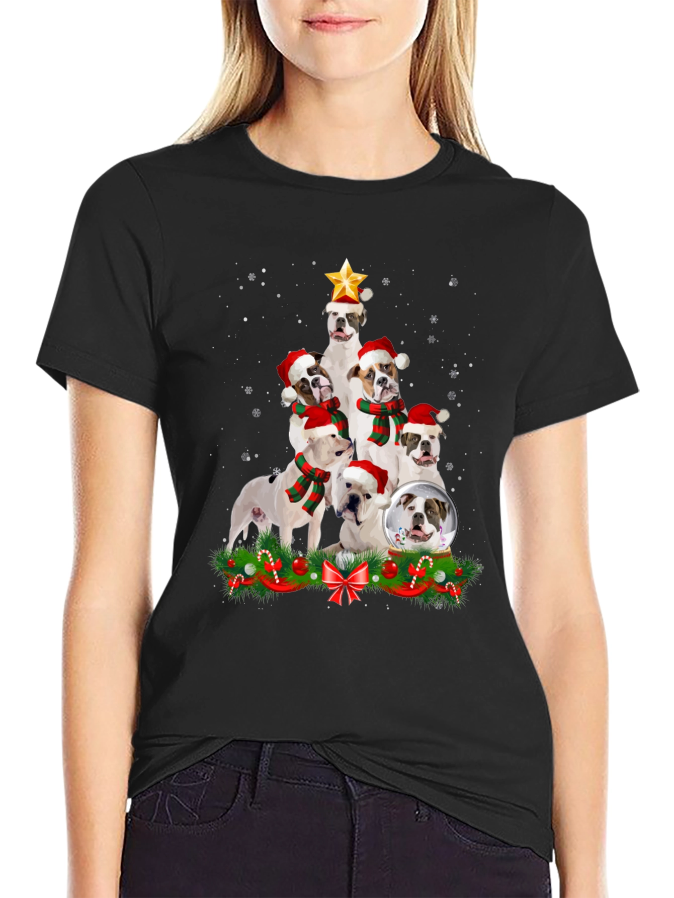 Bulldog Christmas Tree T-Shirt