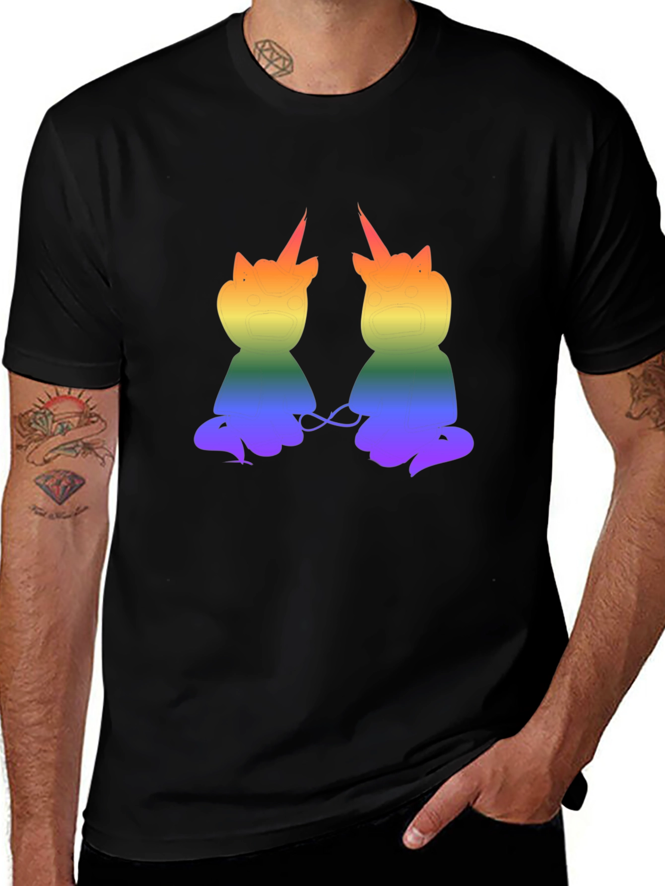 Rainbow Unicorn Cat Graphic T-Shirt