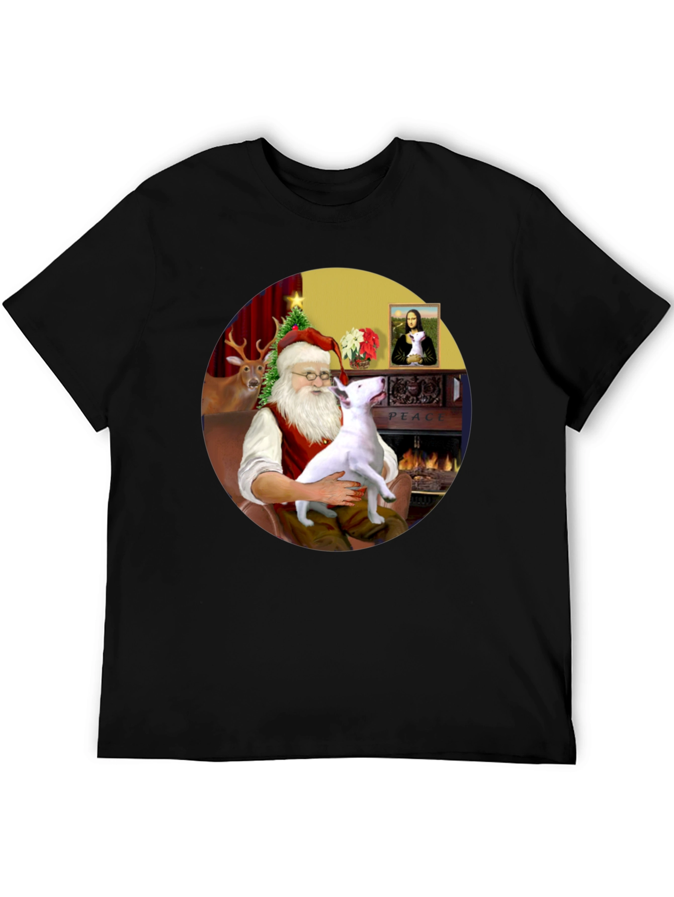 Santa & Bull Terrier T-Shirt Holiday Apparel