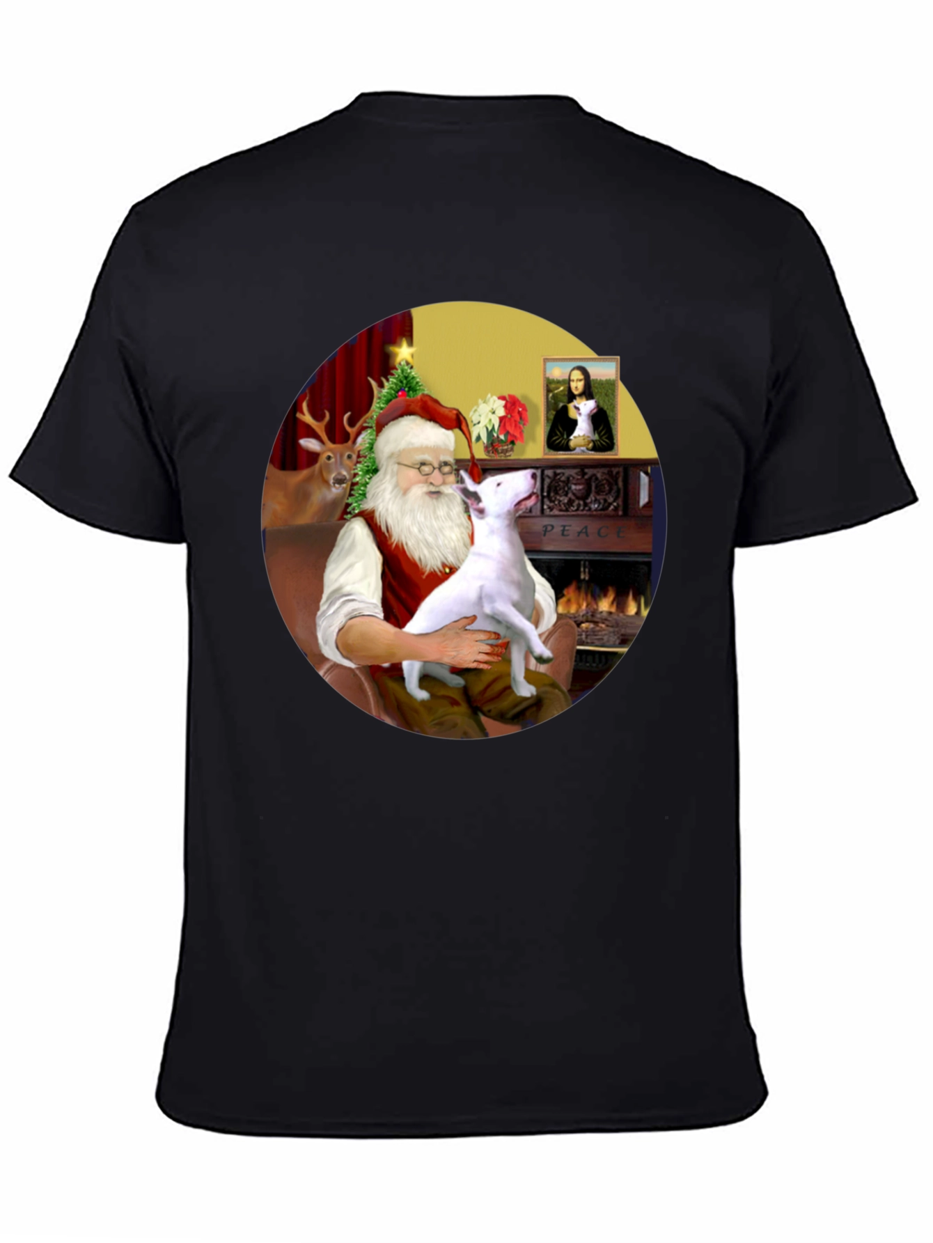 Santa & Bull Terrier T-Shirt Holiday Apparel