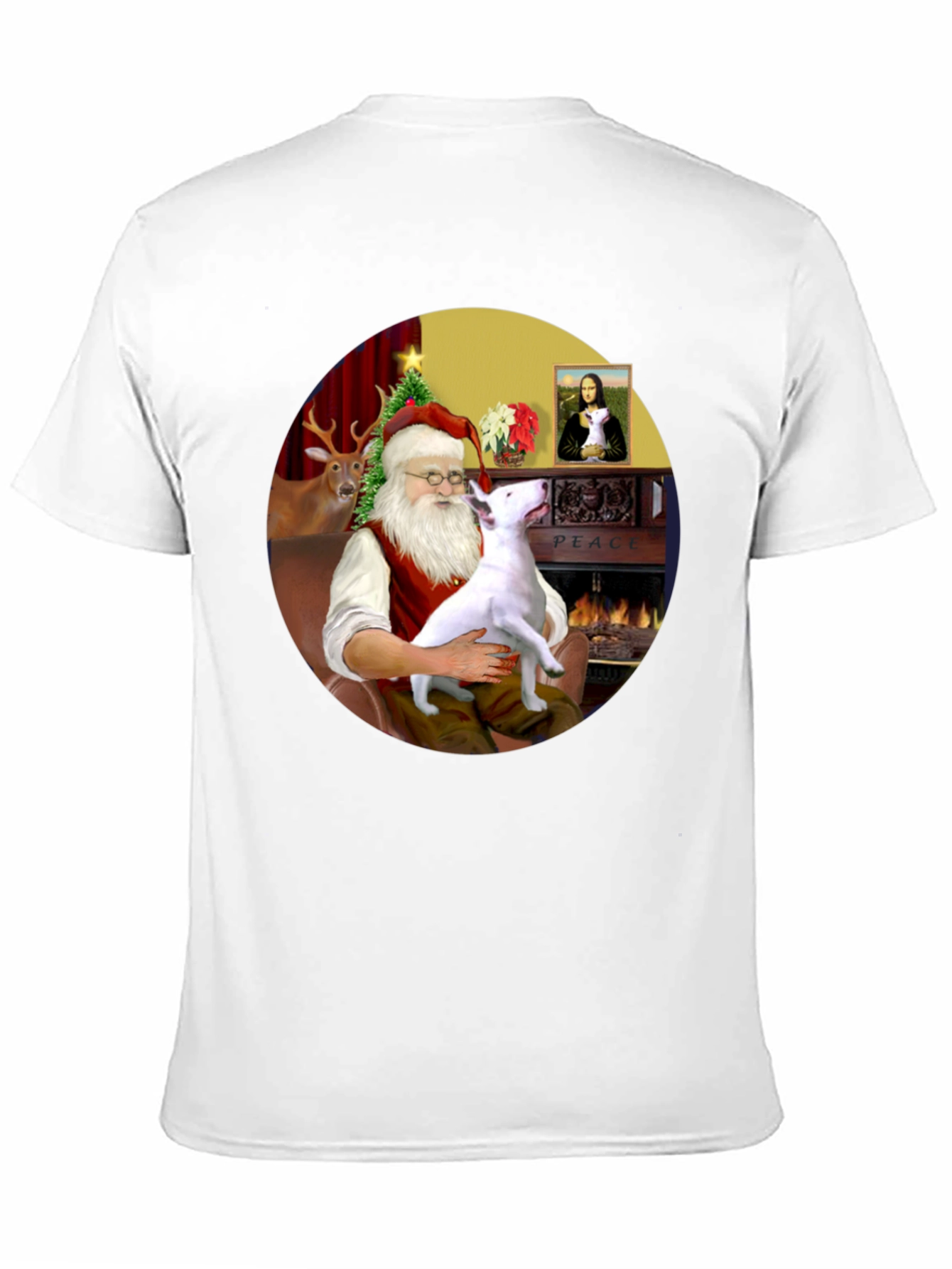 Santa & Bull Terrier T-Shirt Holiday Apparel