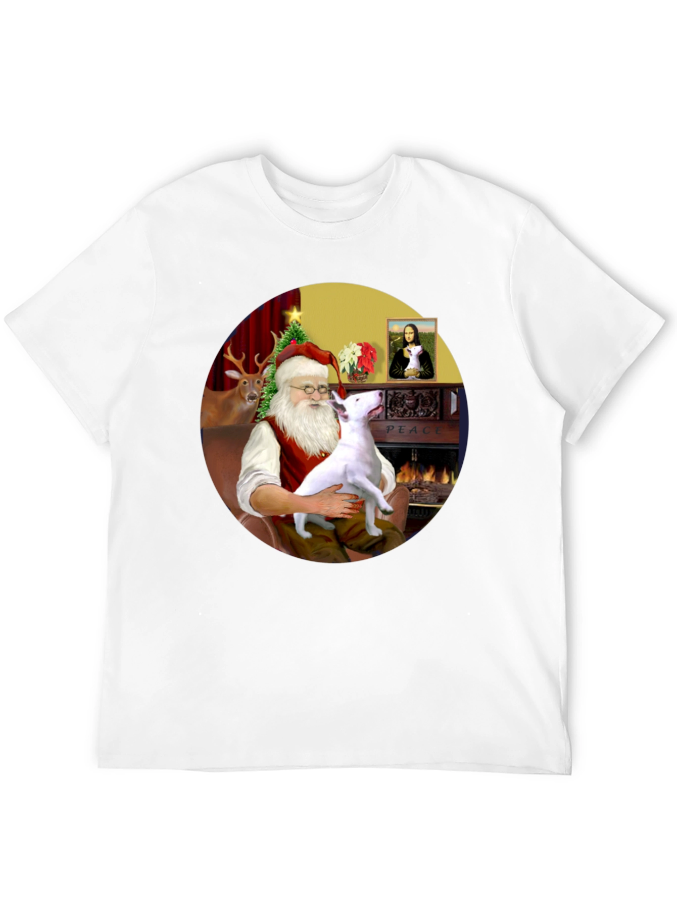 Santa & Bull Terrier T-Shirt Holiday Apparel