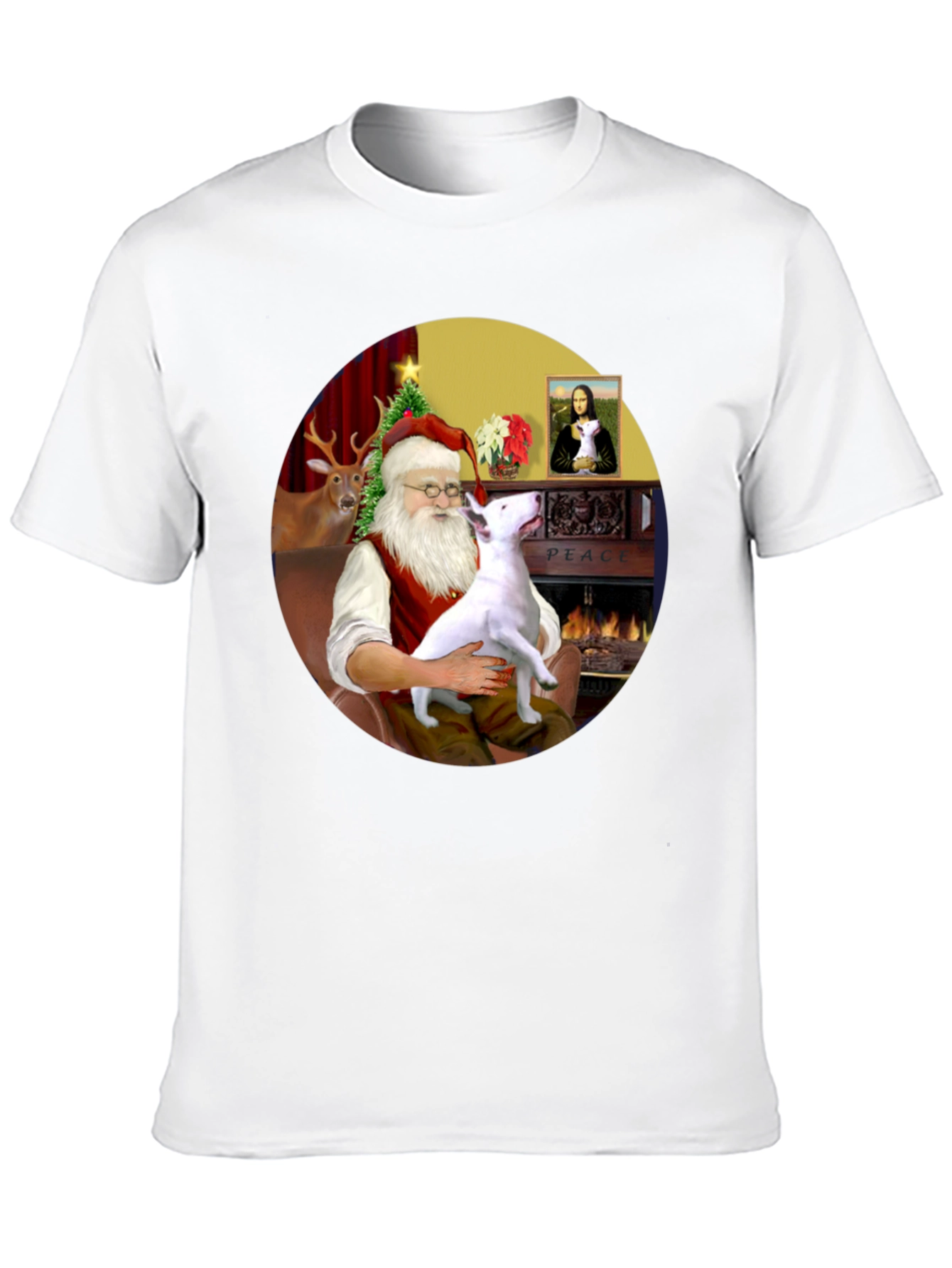 Santa & Bull Terrier T-Shirt Holiday Apparel