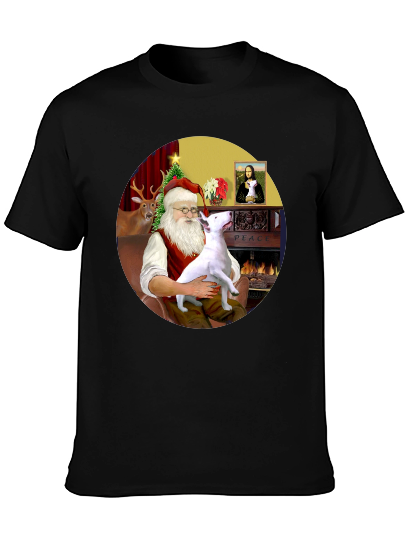 Santa & Bull Terrier T-Shirt Holiday Apparel
