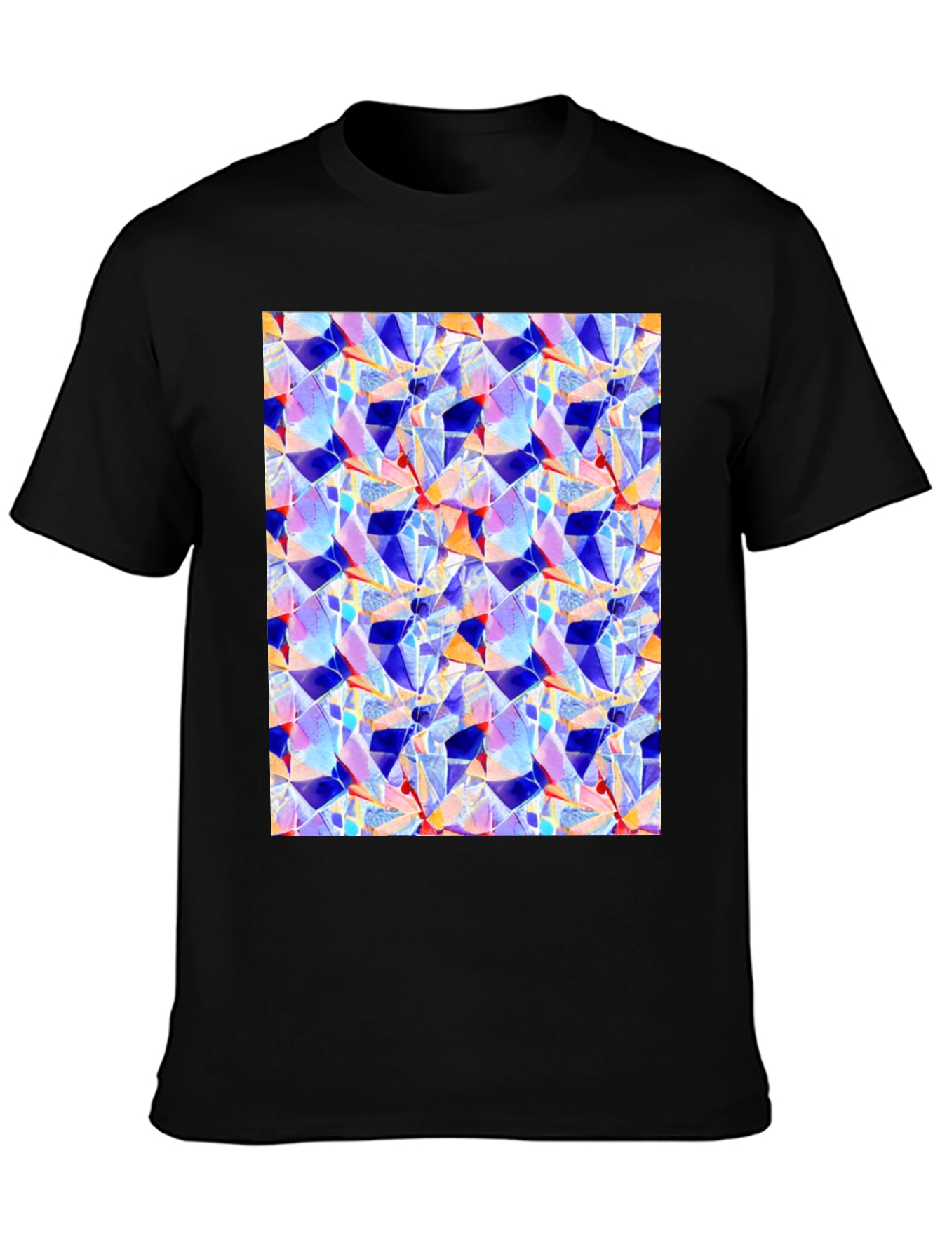 Abstract Geometric Print Black T-Shirt