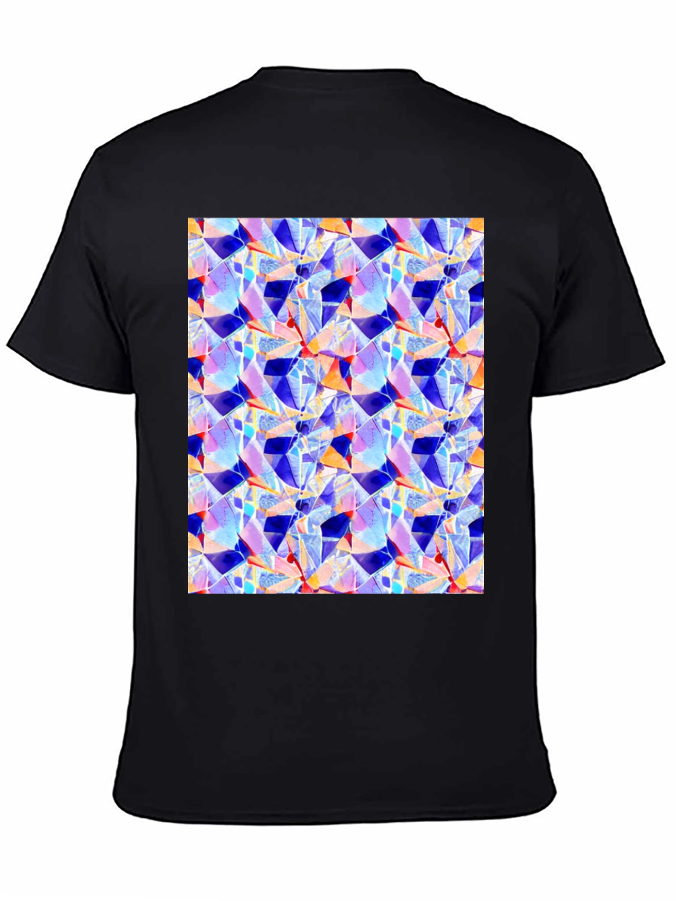 Abstract Geometric Print Black T-Shirt