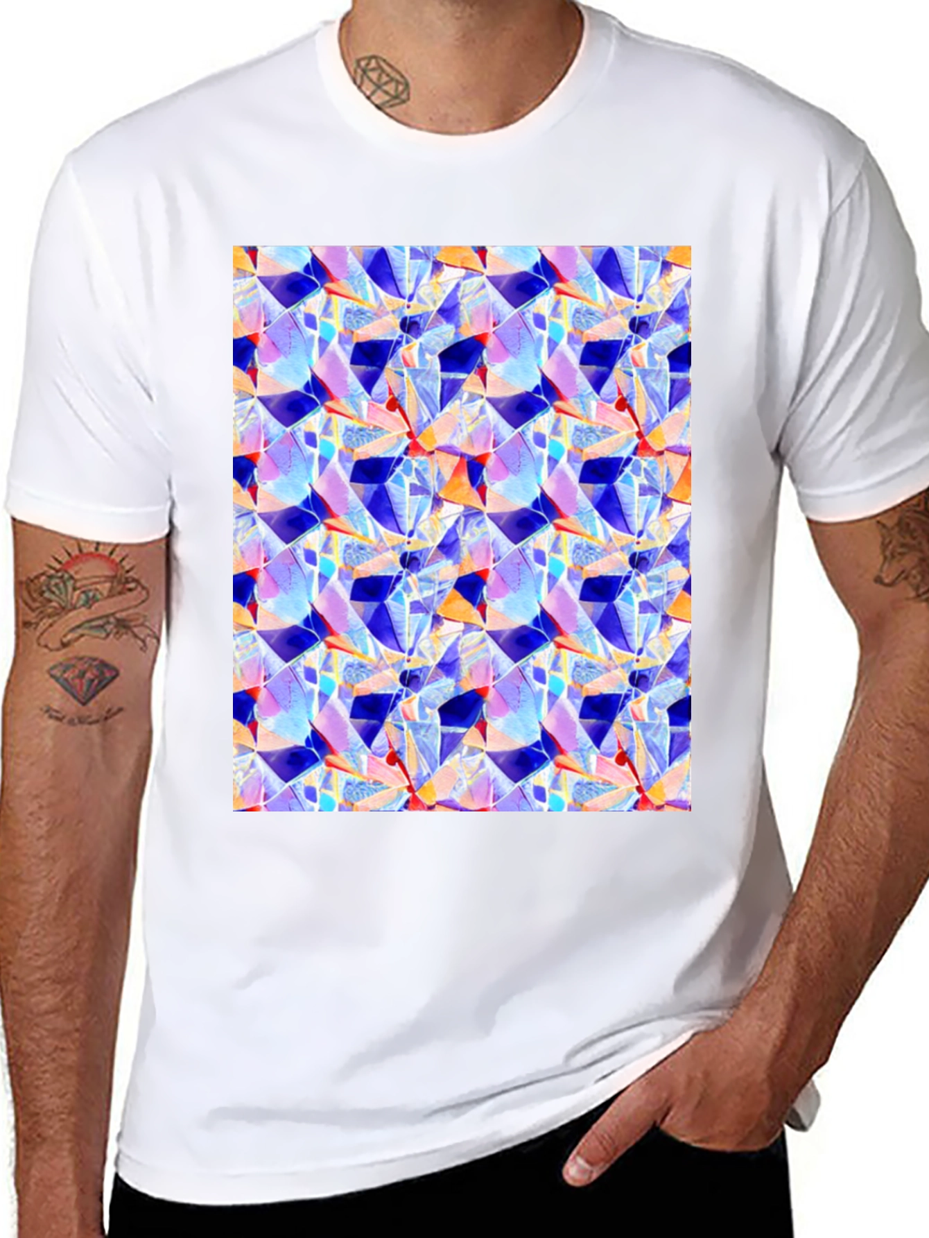 Abstract Geometric Print Black T-Shirt