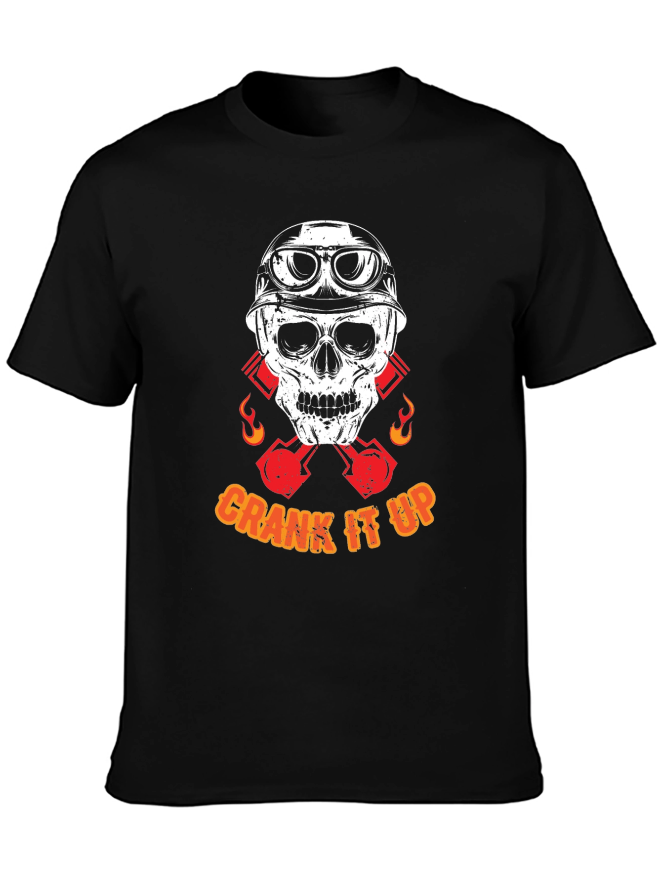 Crank It Up Biker Skull Graphic T-Shirt
