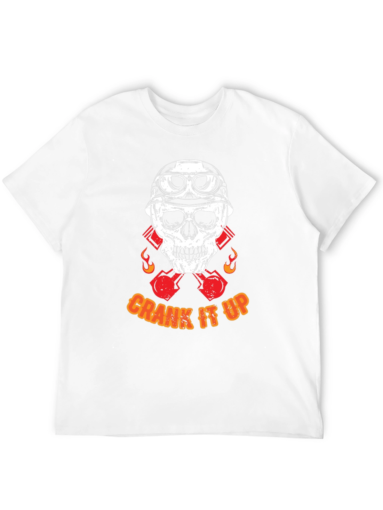 Crank It Up Biker Skull Graphic T-Shirt