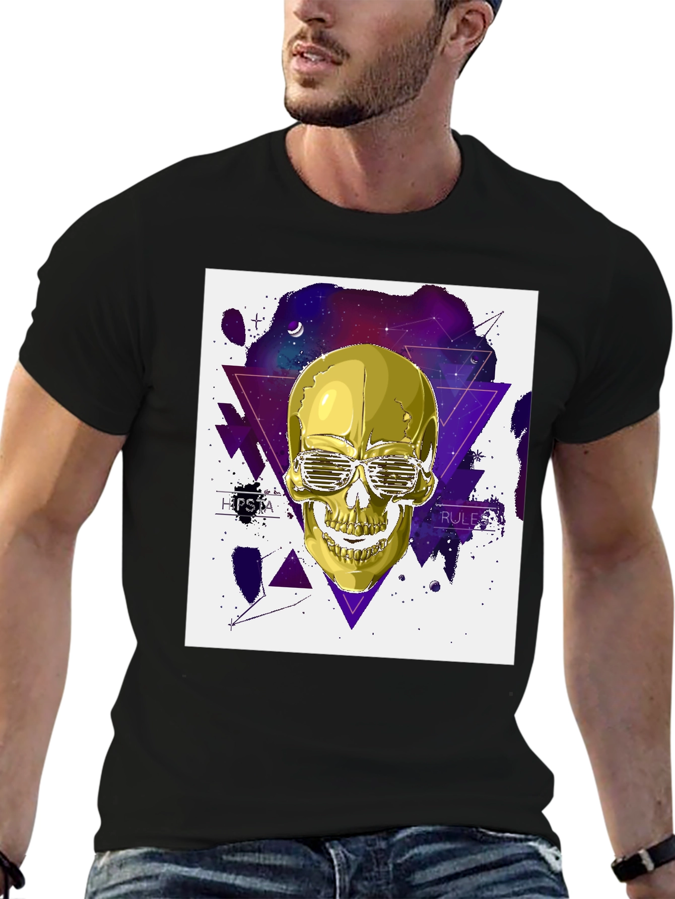 Golden Skull Hipster T-Shirt