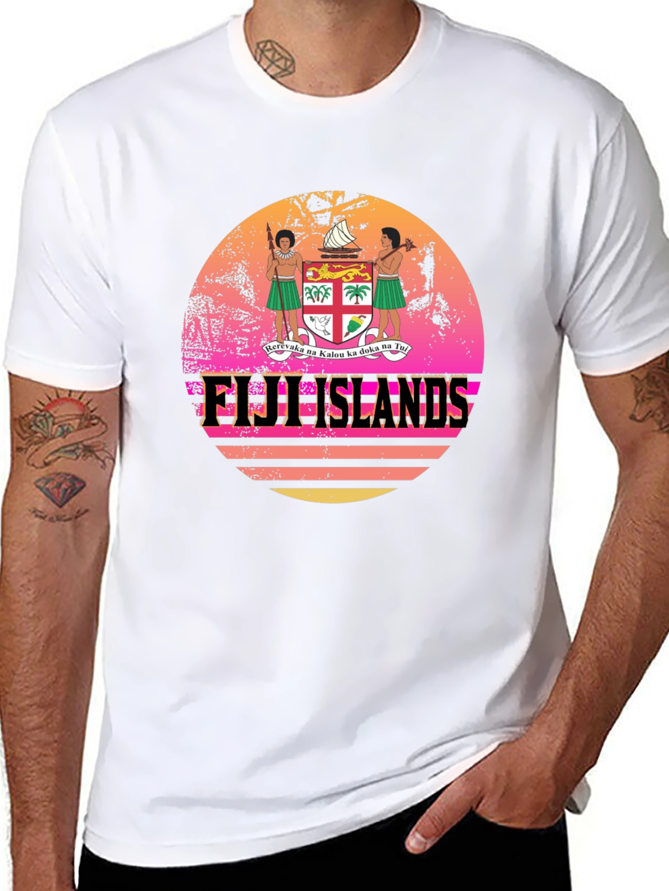 Fiji Islands Sunset Graphic Tee - Retro Style T-Shirt
