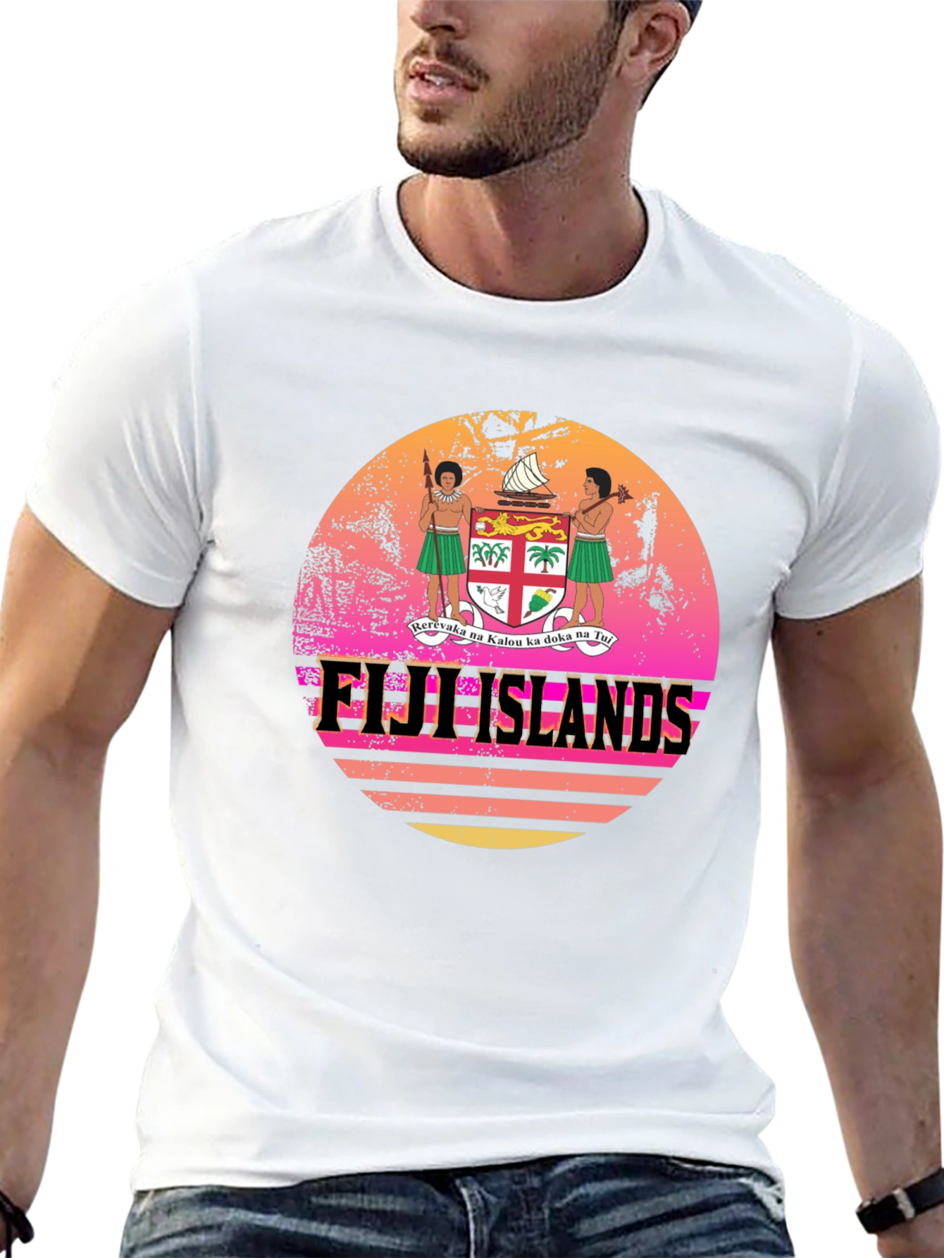 Fiji Islands Sunset Graphic Tee - Retro Style T-Shirt