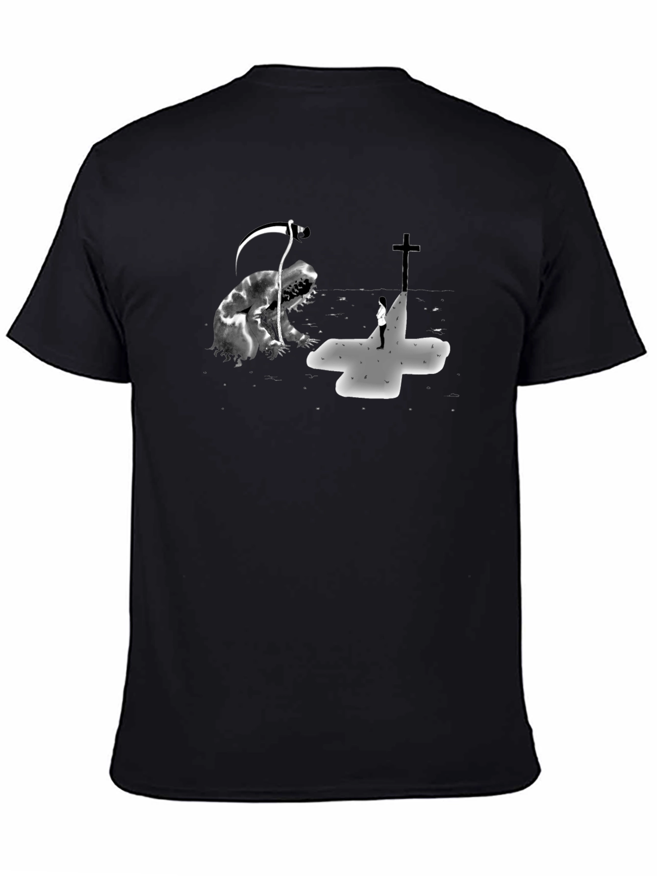Grim Reaper vs Cross Black Graphic Tee