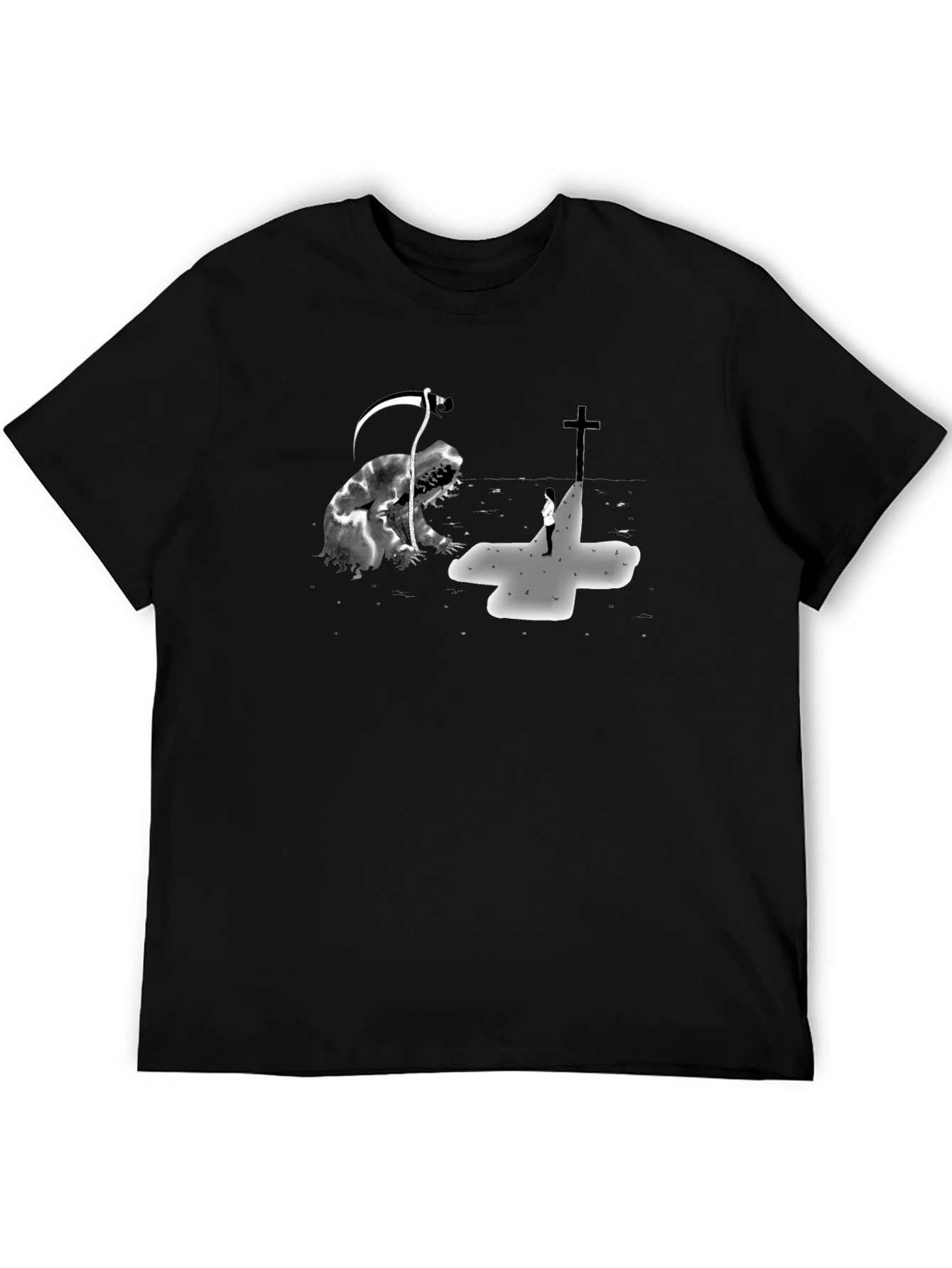 Grim Reaper vs Cross Black Graphic Tee