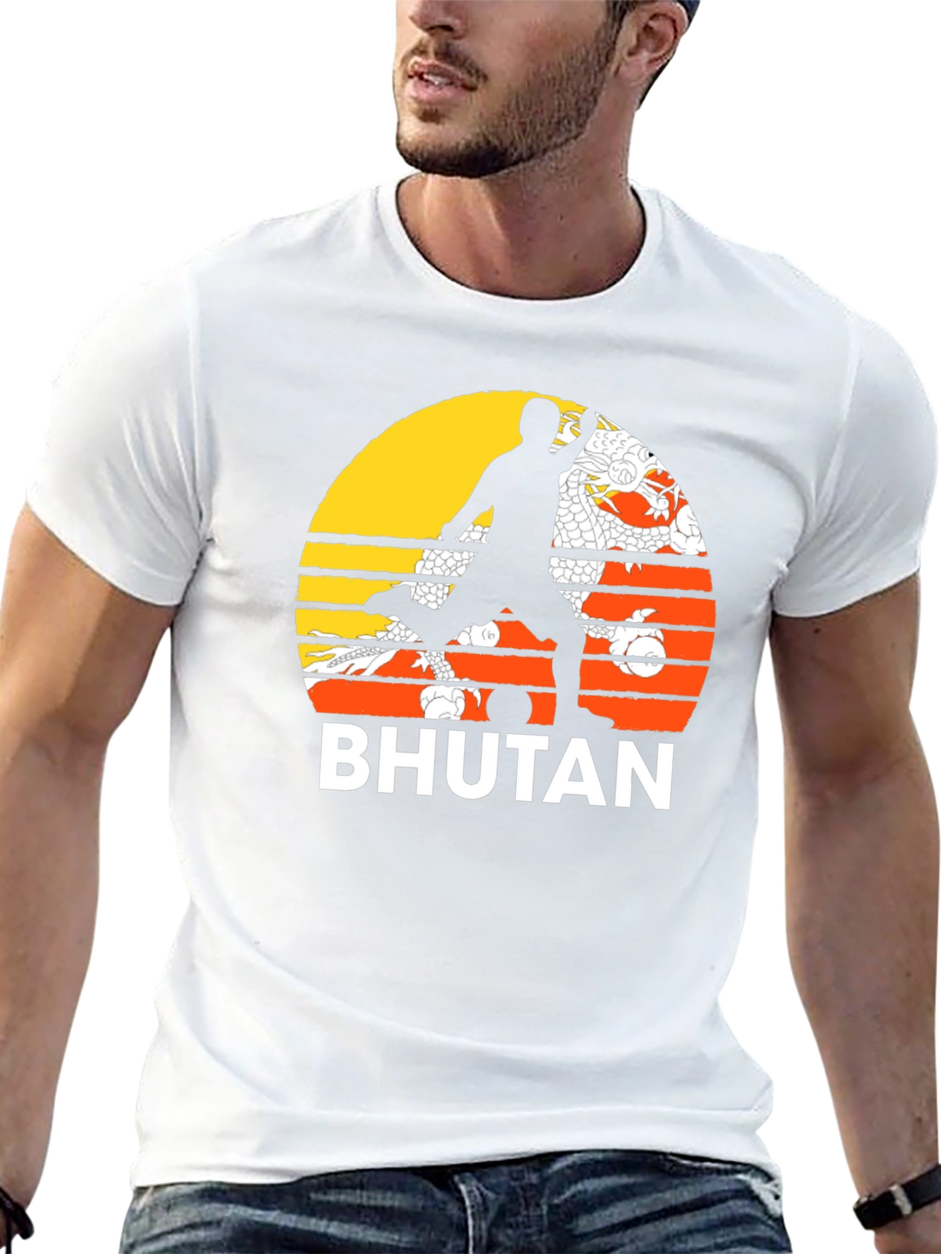 Bhutan Soccer T-Shirt Retro Style Tee