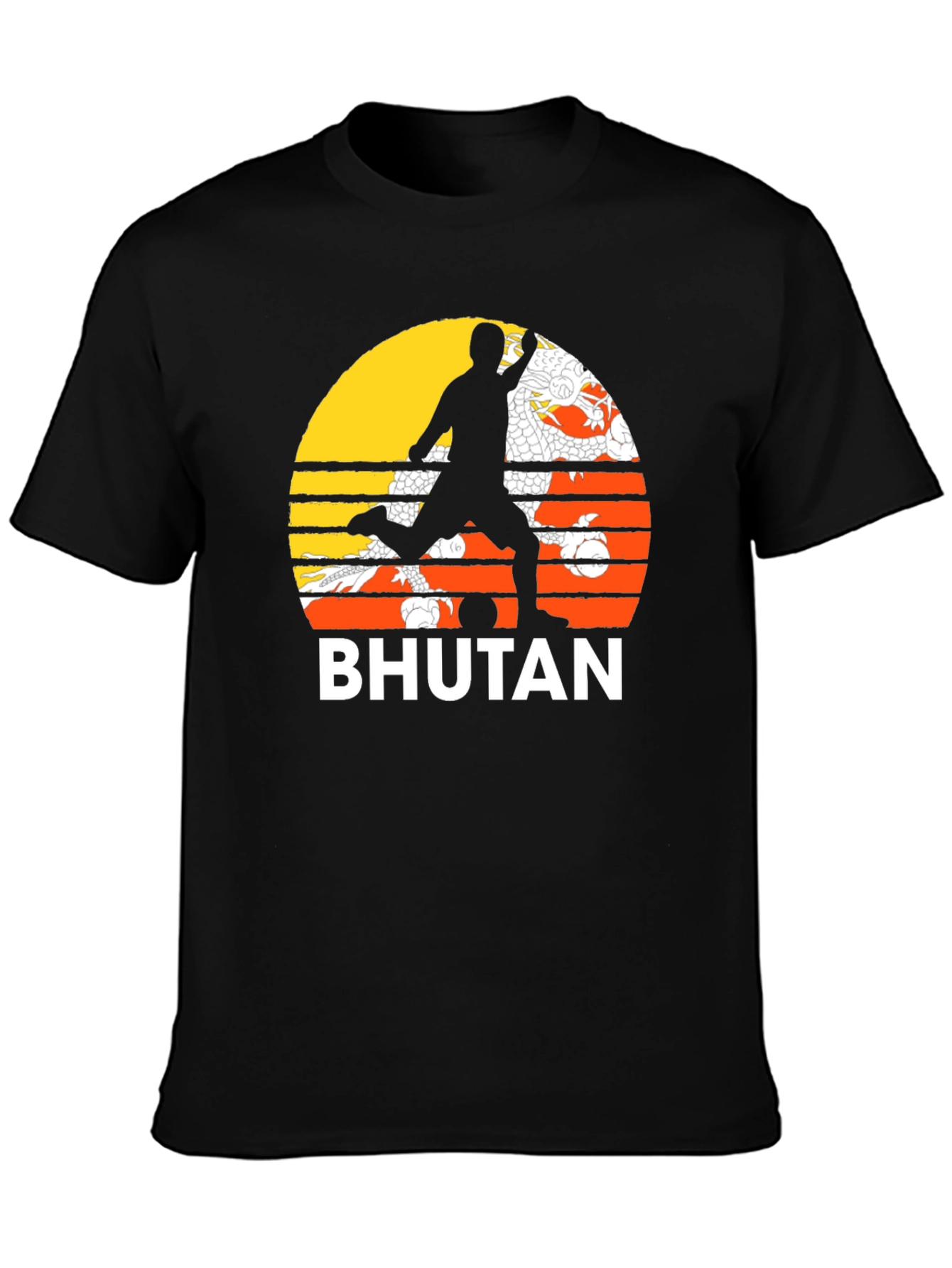 Bhutan Soccer T-Shirt Retro Style Tee