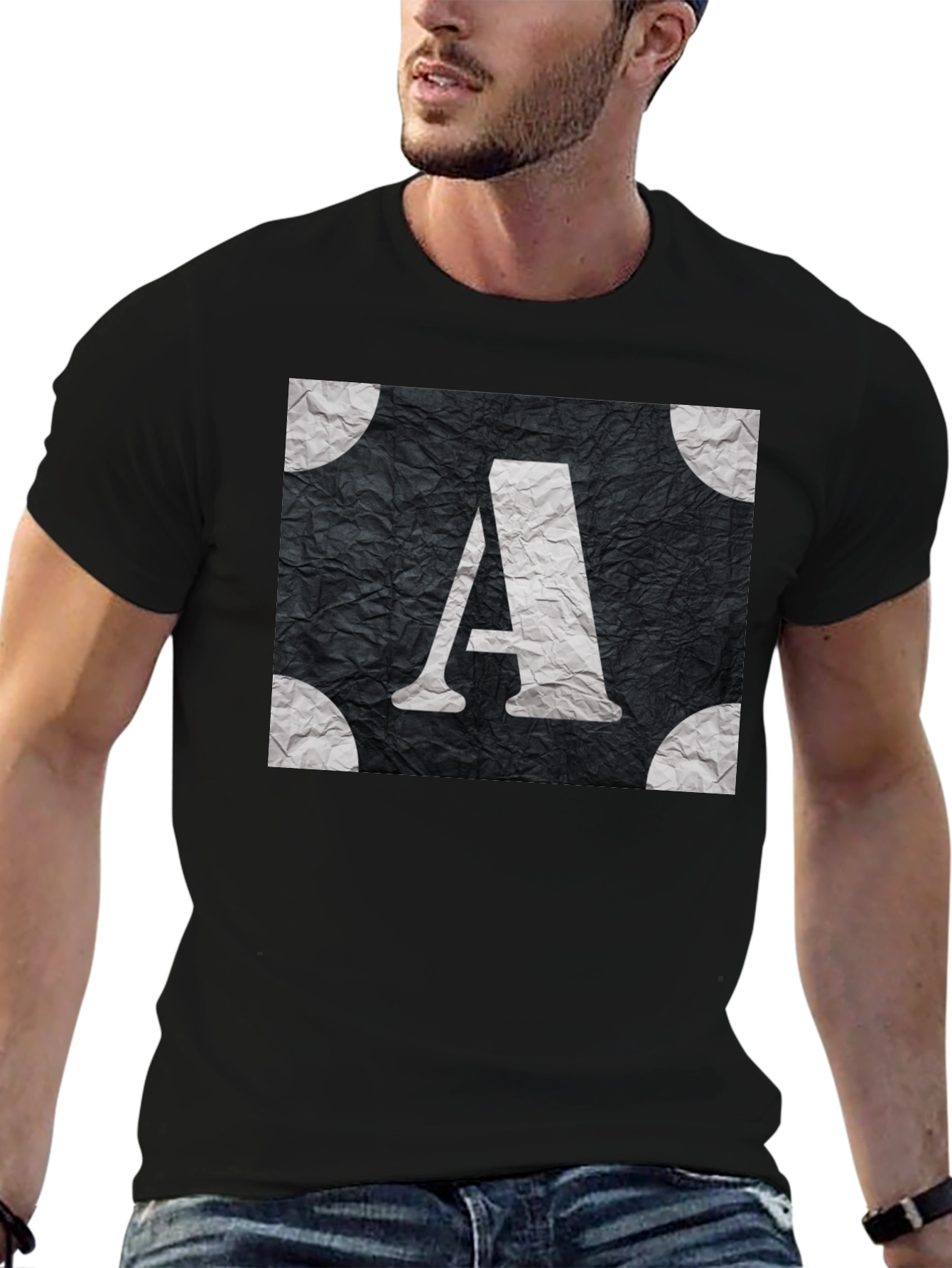 Monogram A Graphic Tee - Stylish Black T-Shirt