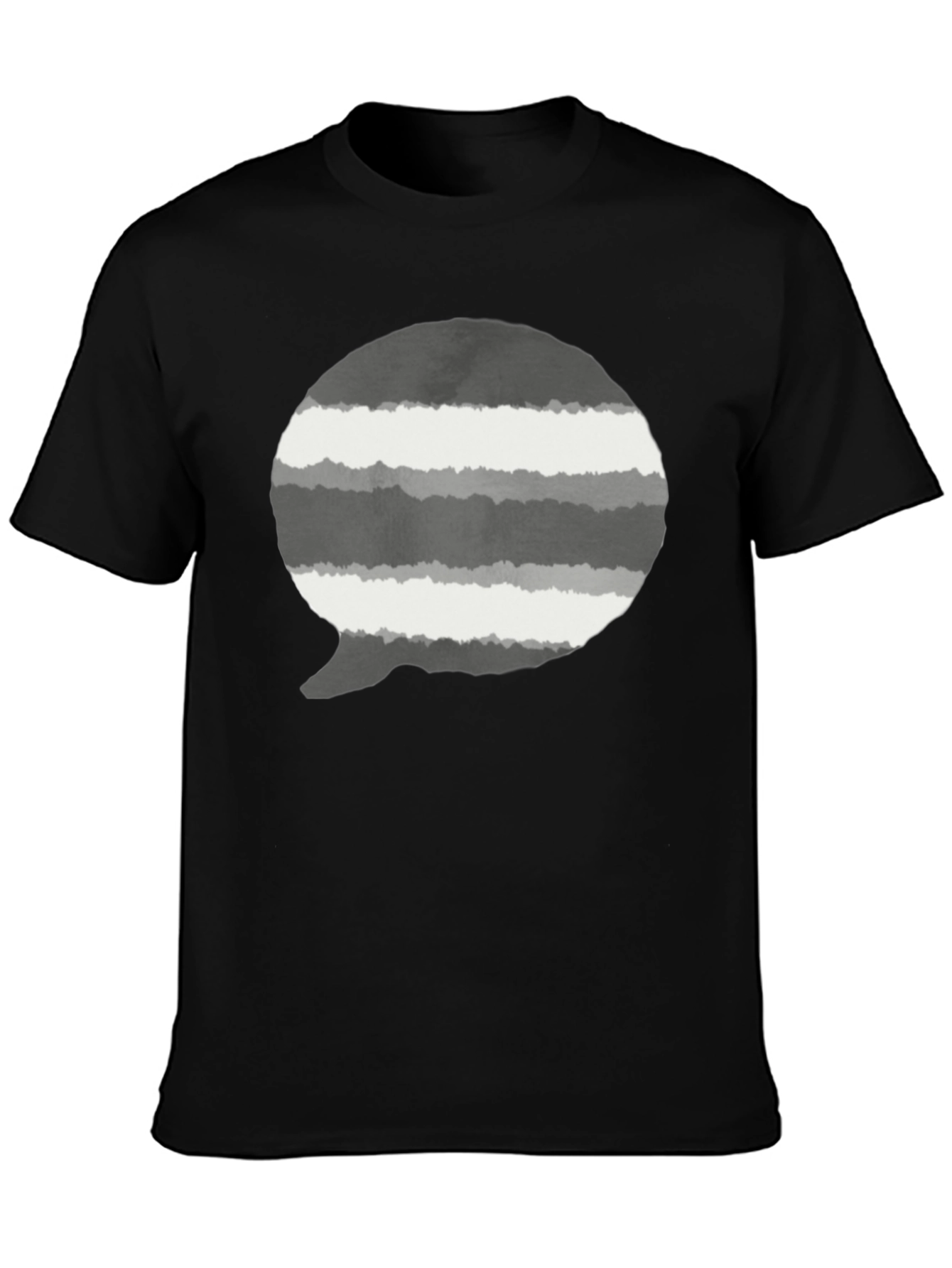 Striped Speech Bubble Graphic Tee - Mens Black T-Shirt