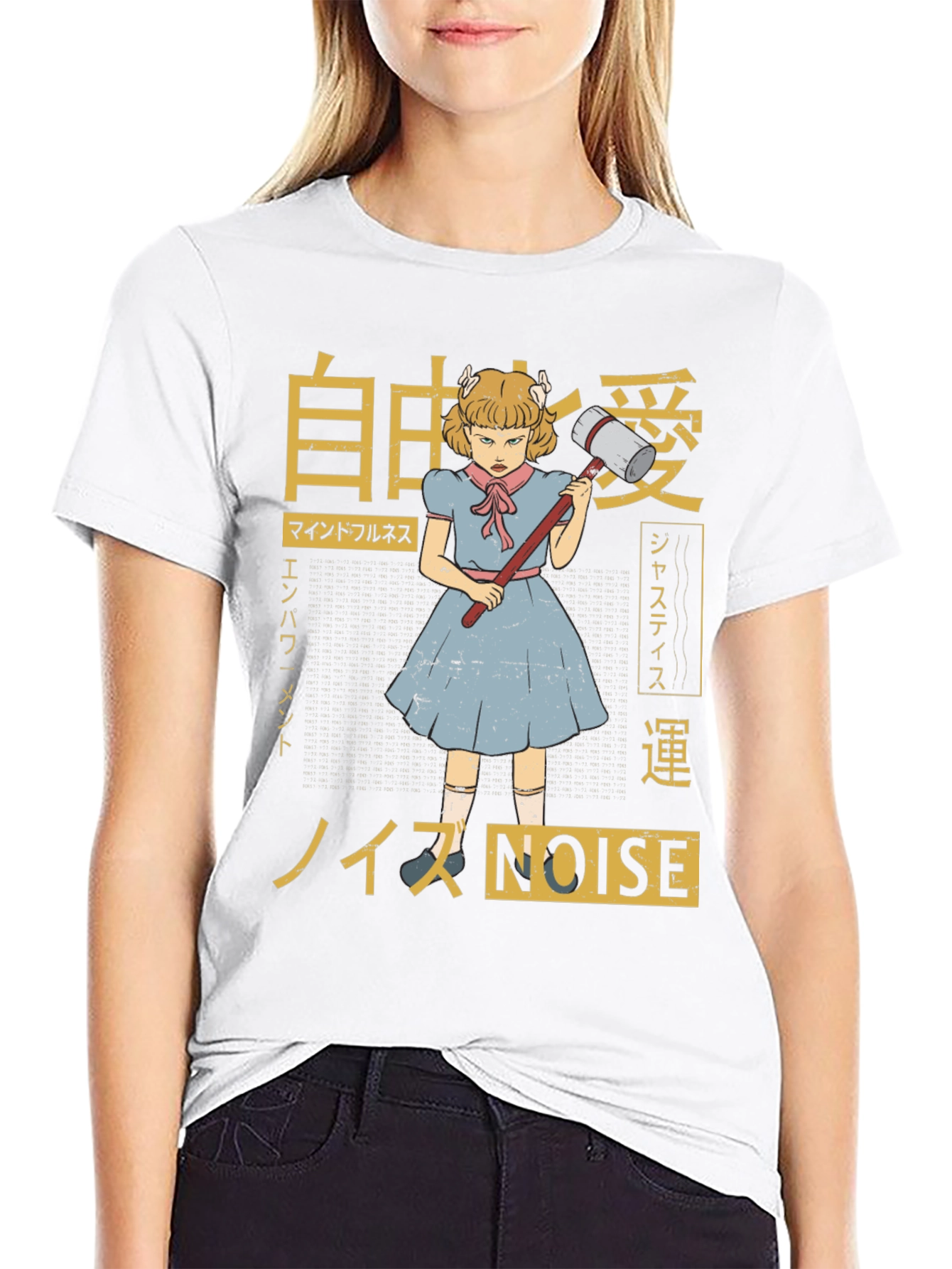 Graphic T-Shirt: Anime Girl with Hammer