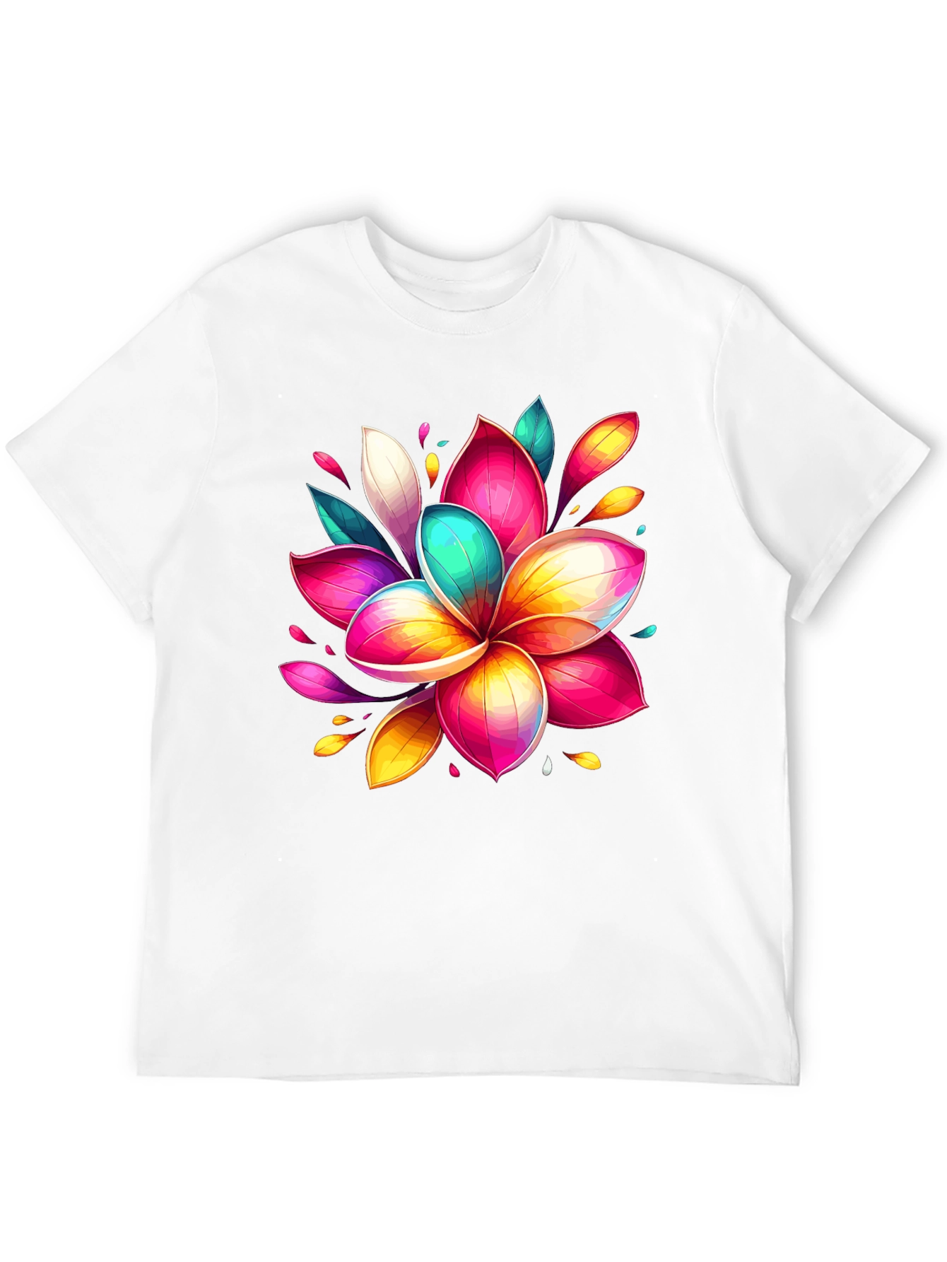 Vibrant Floral Graphic Tee - Black