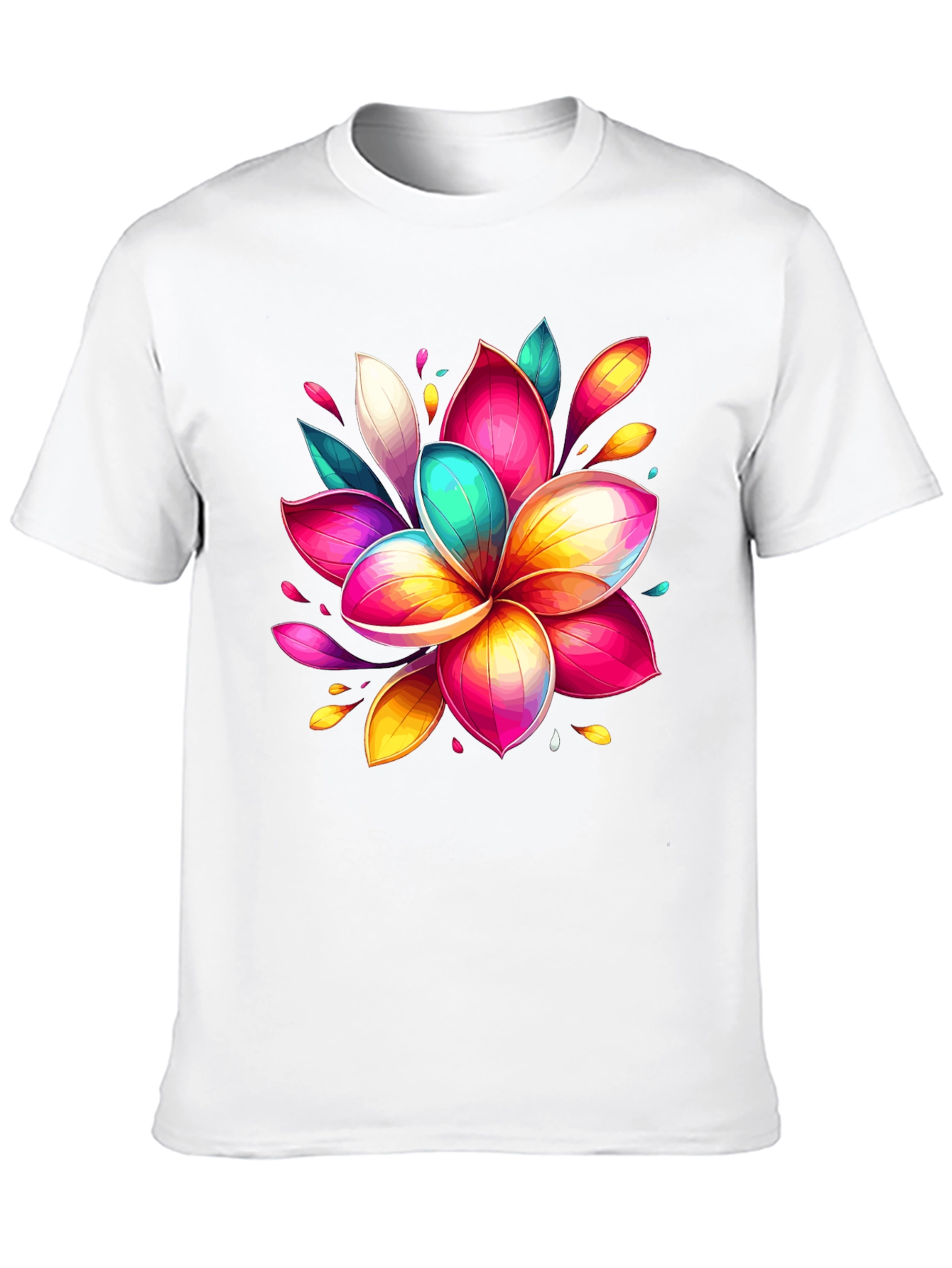Vibrant Floral Graphic Tee - Black