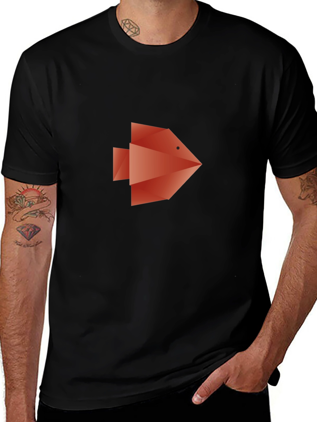 Geometric Fish Graphic Tee - Modern Style