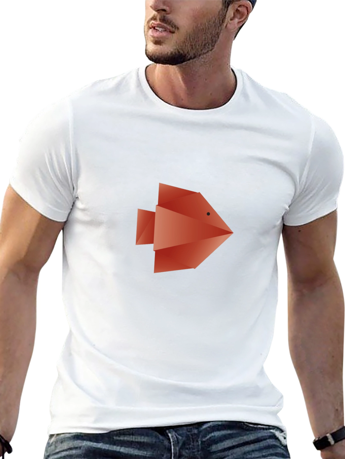 Geometric Fish Graphic Tee - Modern Style