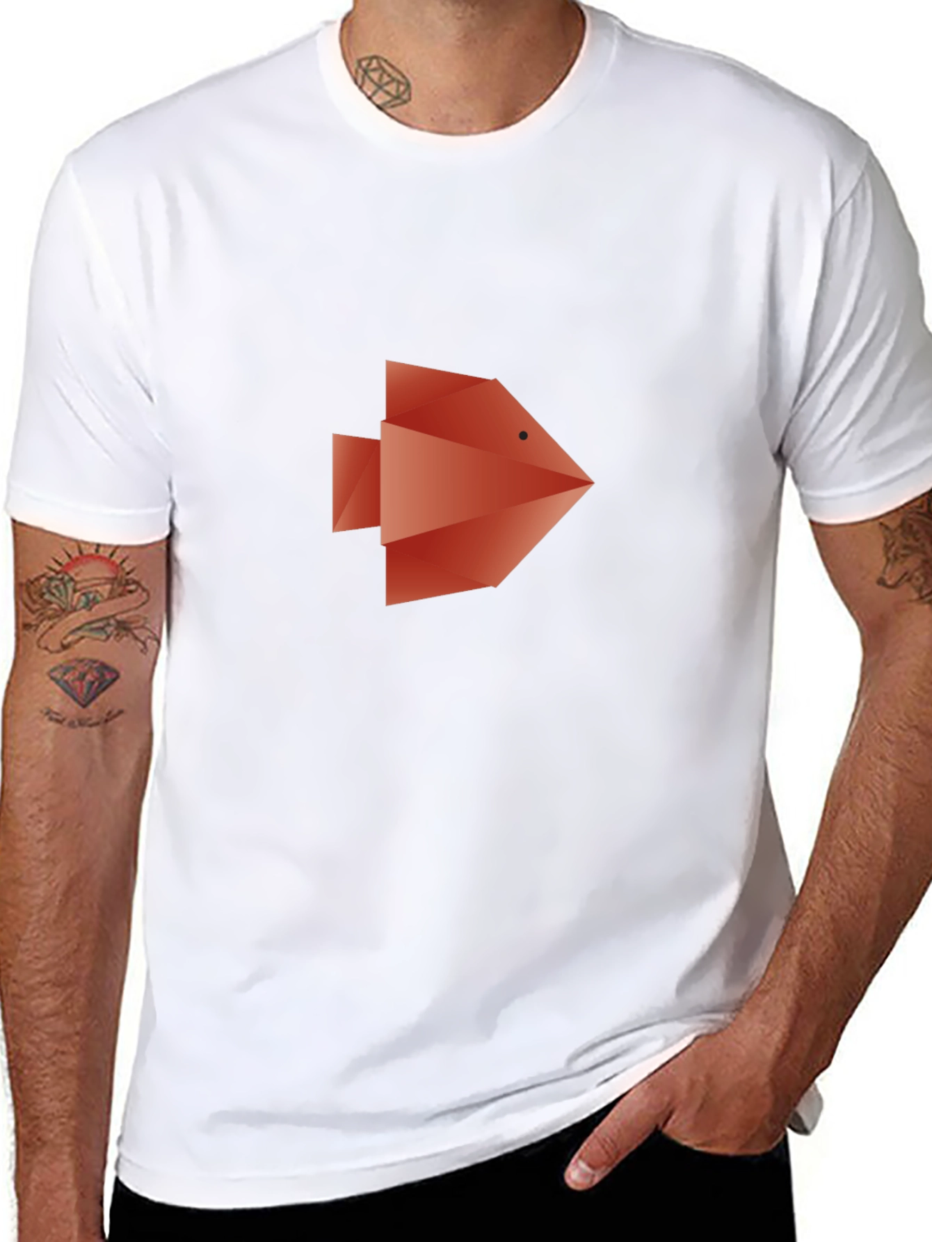 Geometric Fish Graphic Tee - Modern Style